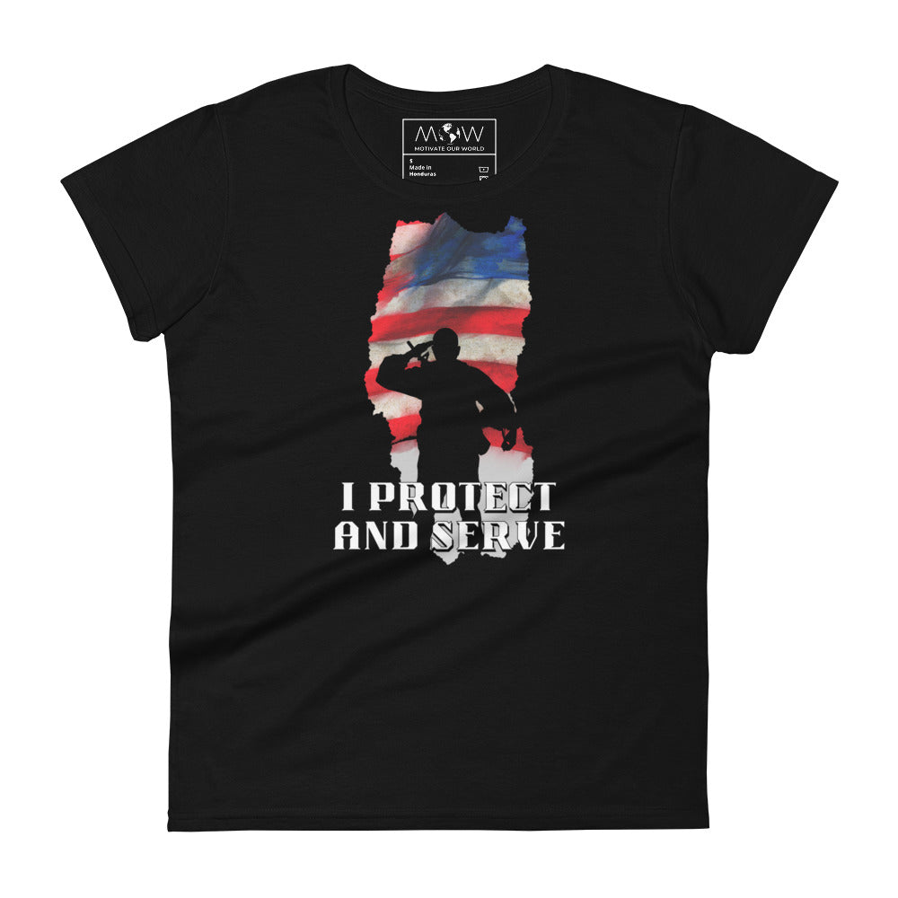 I Protect and Serve II Women’s Motivational Black T-Shirt