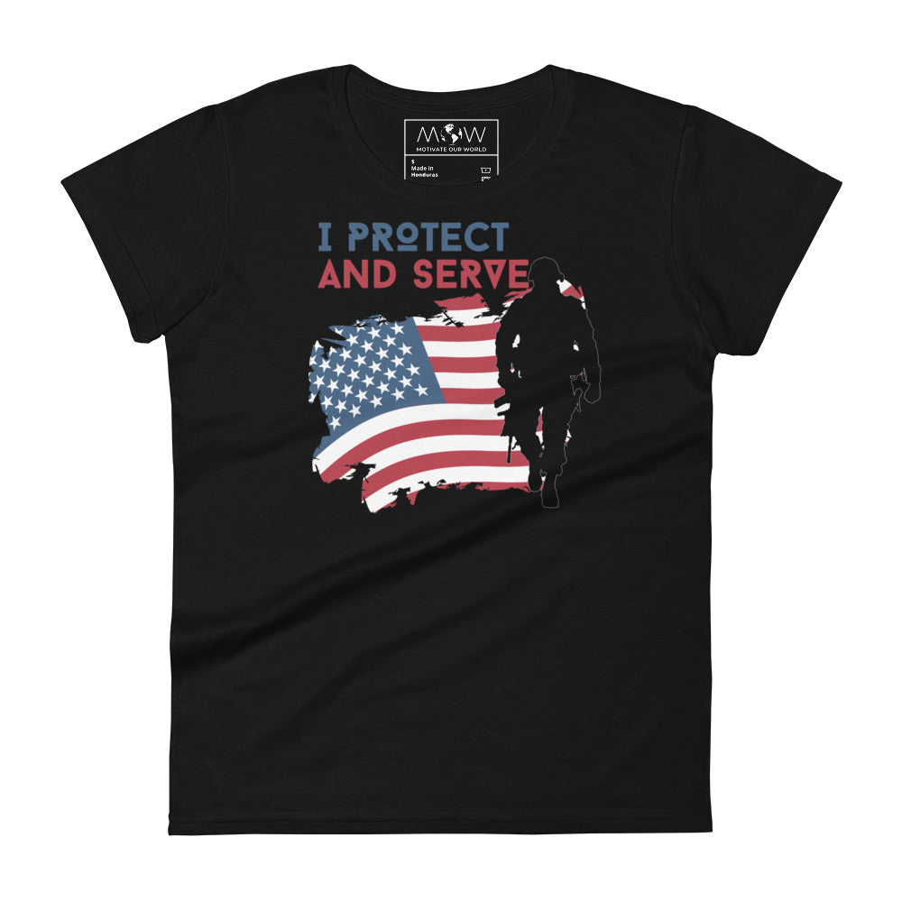 I Protect and Serve Women’s Motivational Black T-Shirt