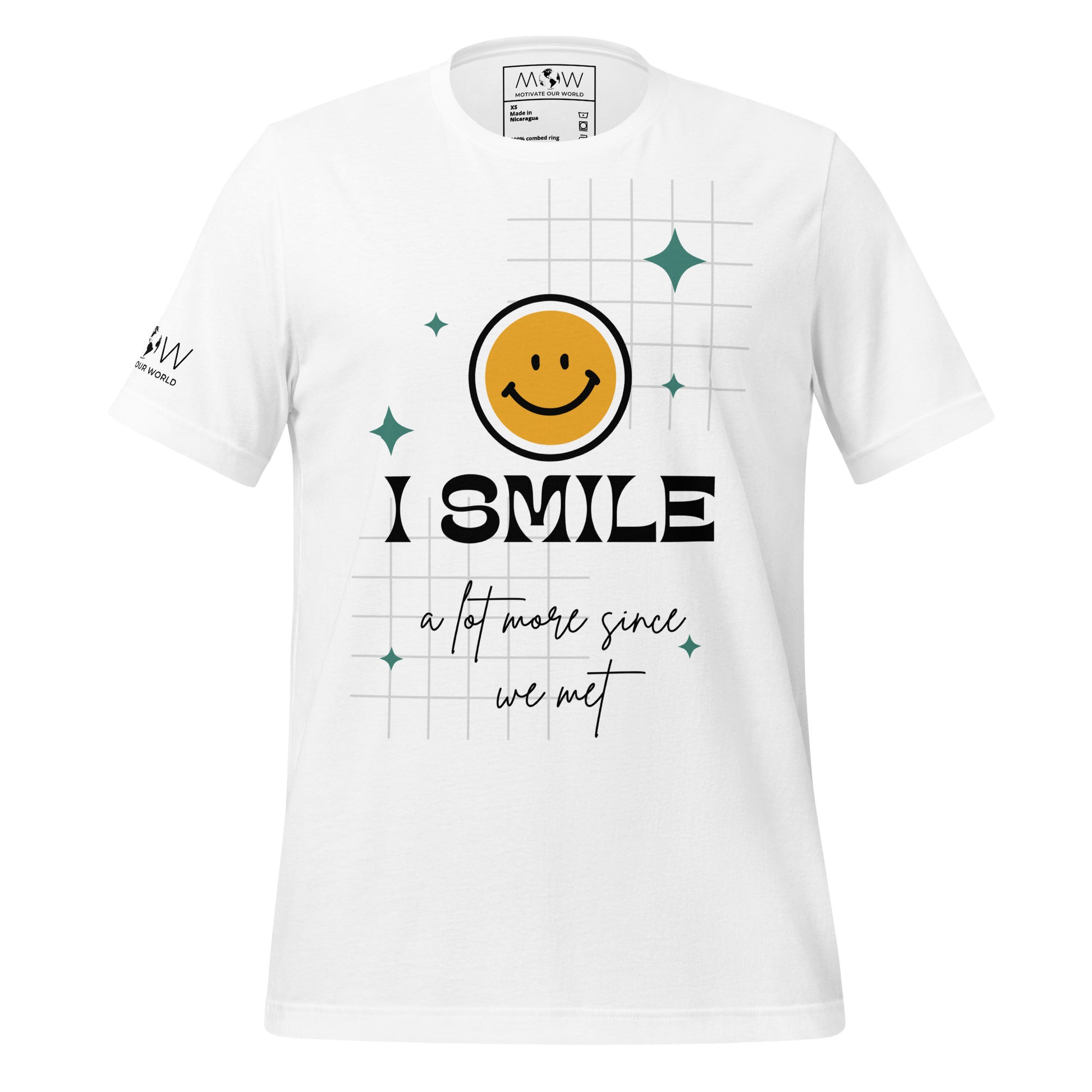 I Smile a Lot More Since We Met - White Motivational Men's T-Shirt