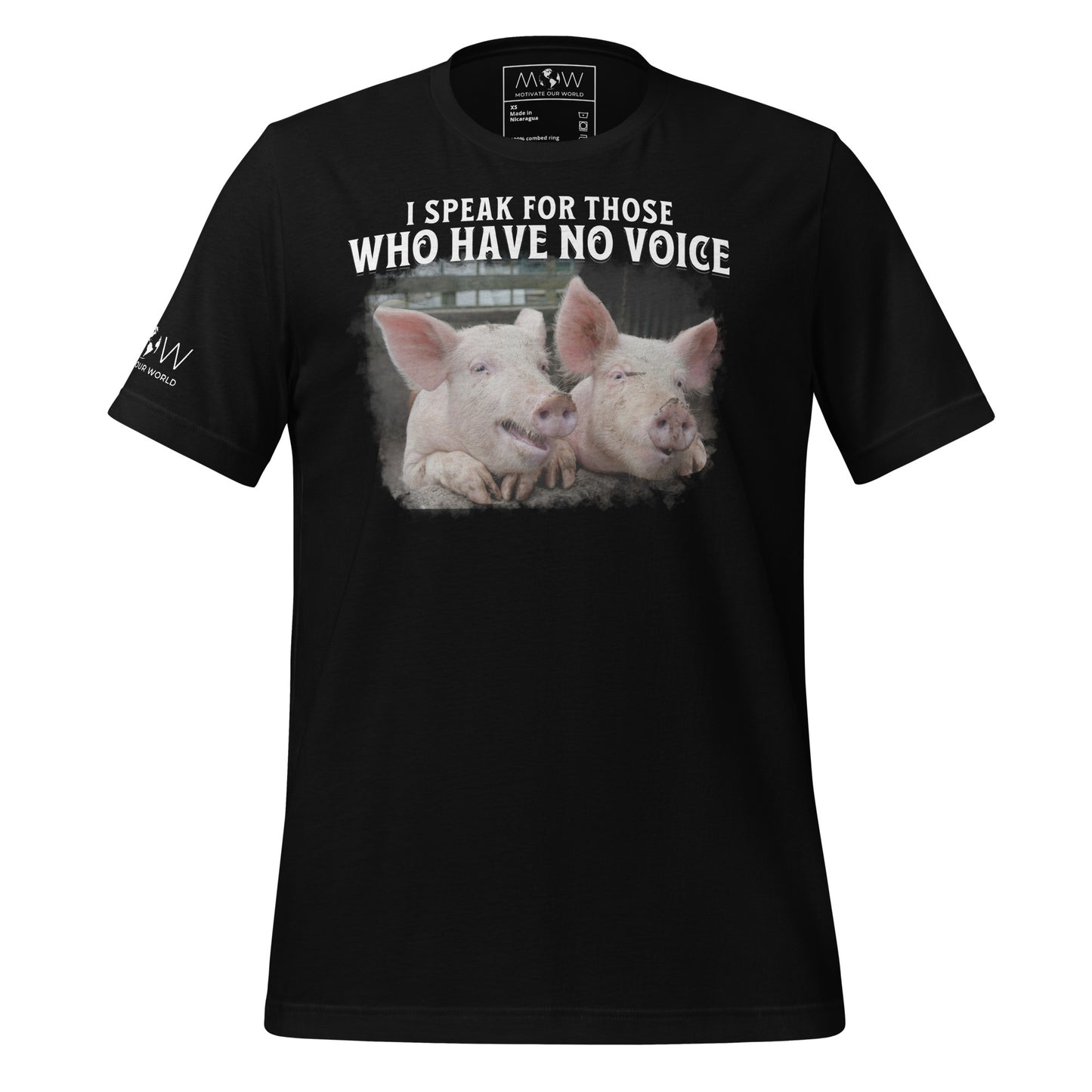 I Speak for Those Who Have No Voice - Cute Pigs Black Motivational Men's T-Shirt