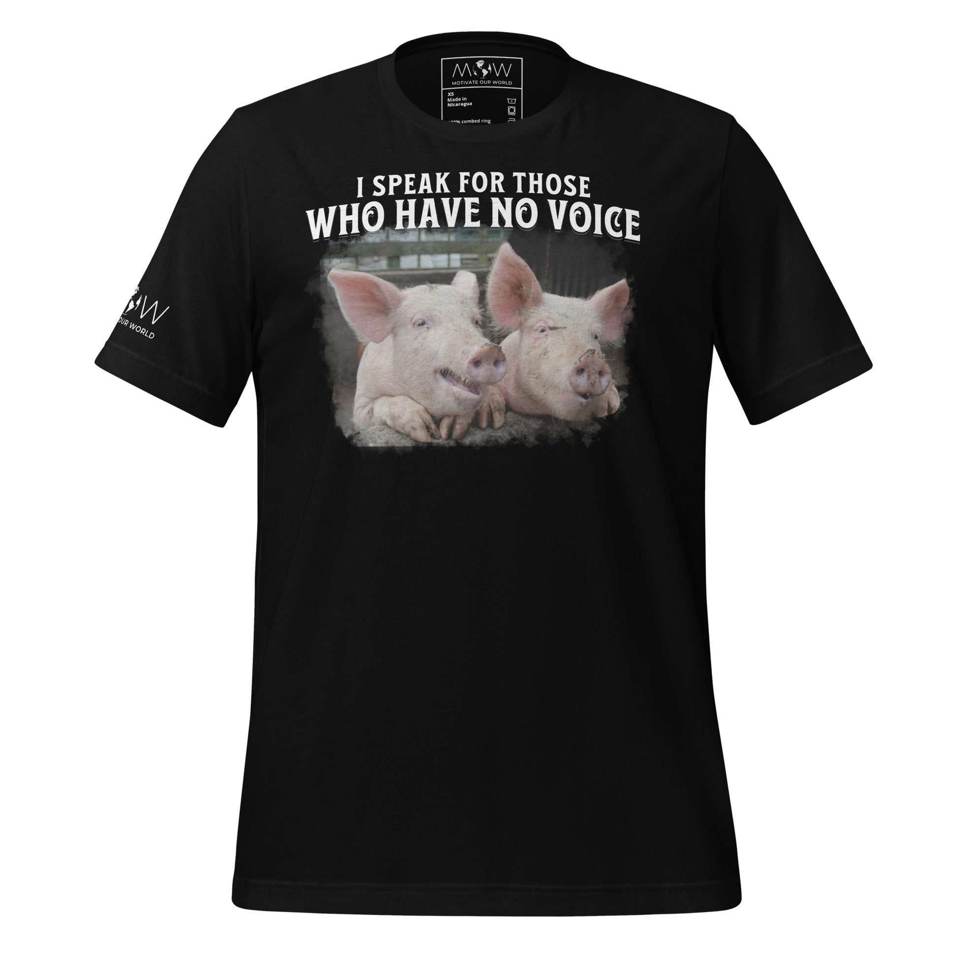 I Speak for Those Who Have No Voice - Cute Pigs Black Motivational Men's T-Shirt