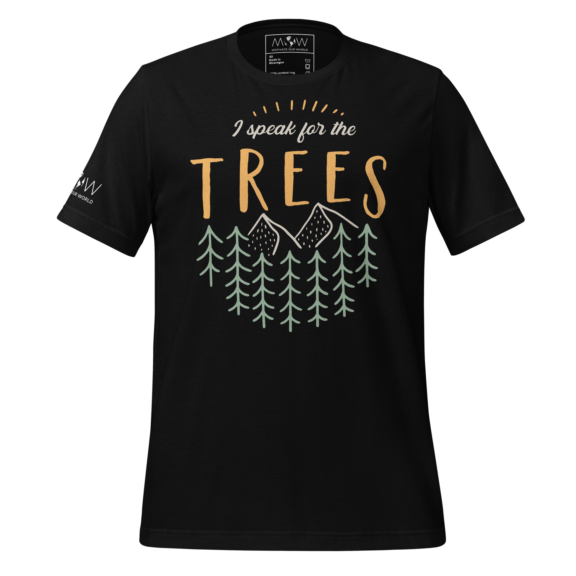 "I Speak for the Trees" Men's Motivational Black T-Shirt