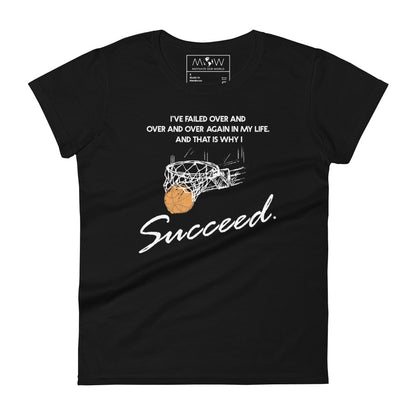 I Succeed Basketball Hoop Women’s Motivational Black T-Shirt