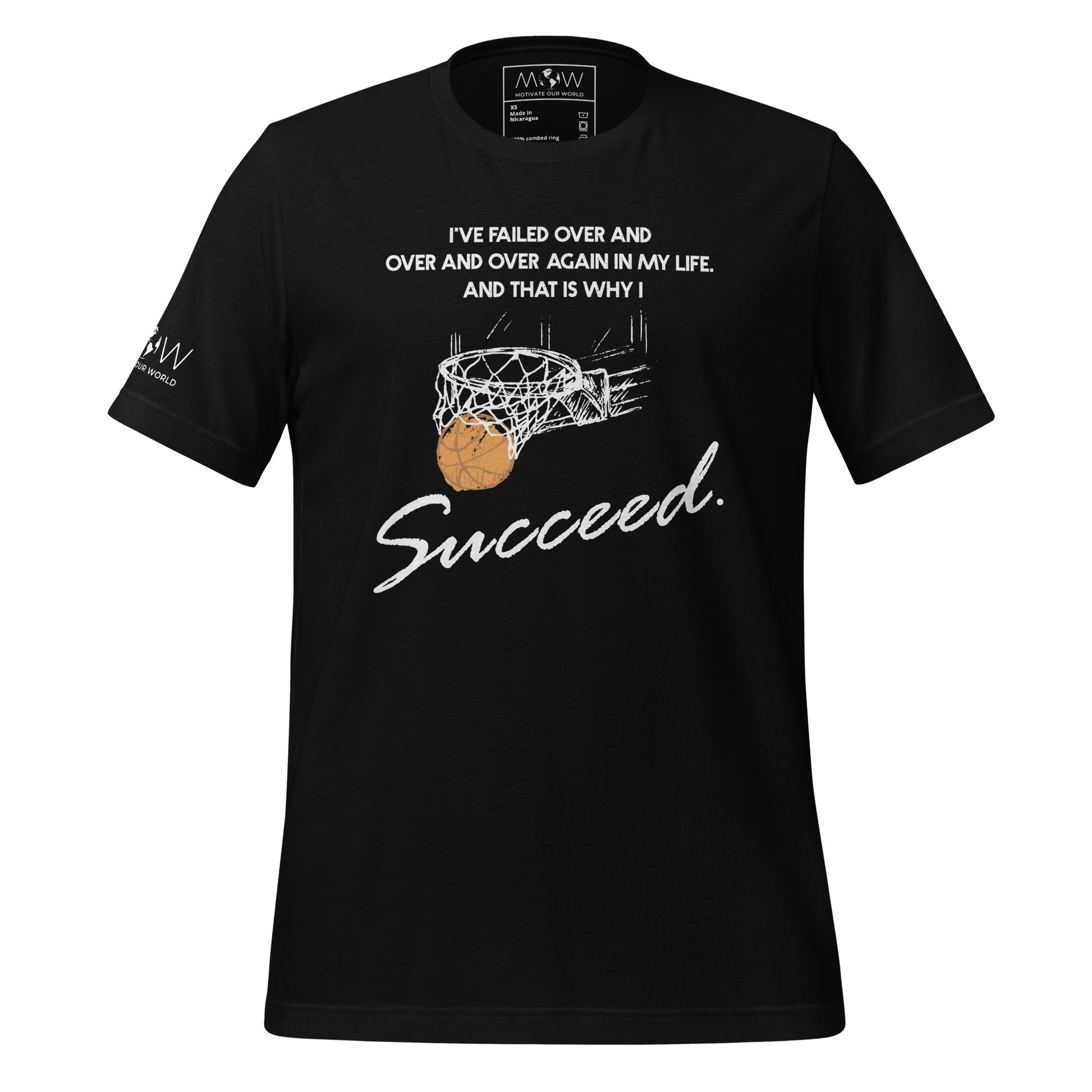 I Succeed Basketball Net Men's Motivational Black T-Shirt