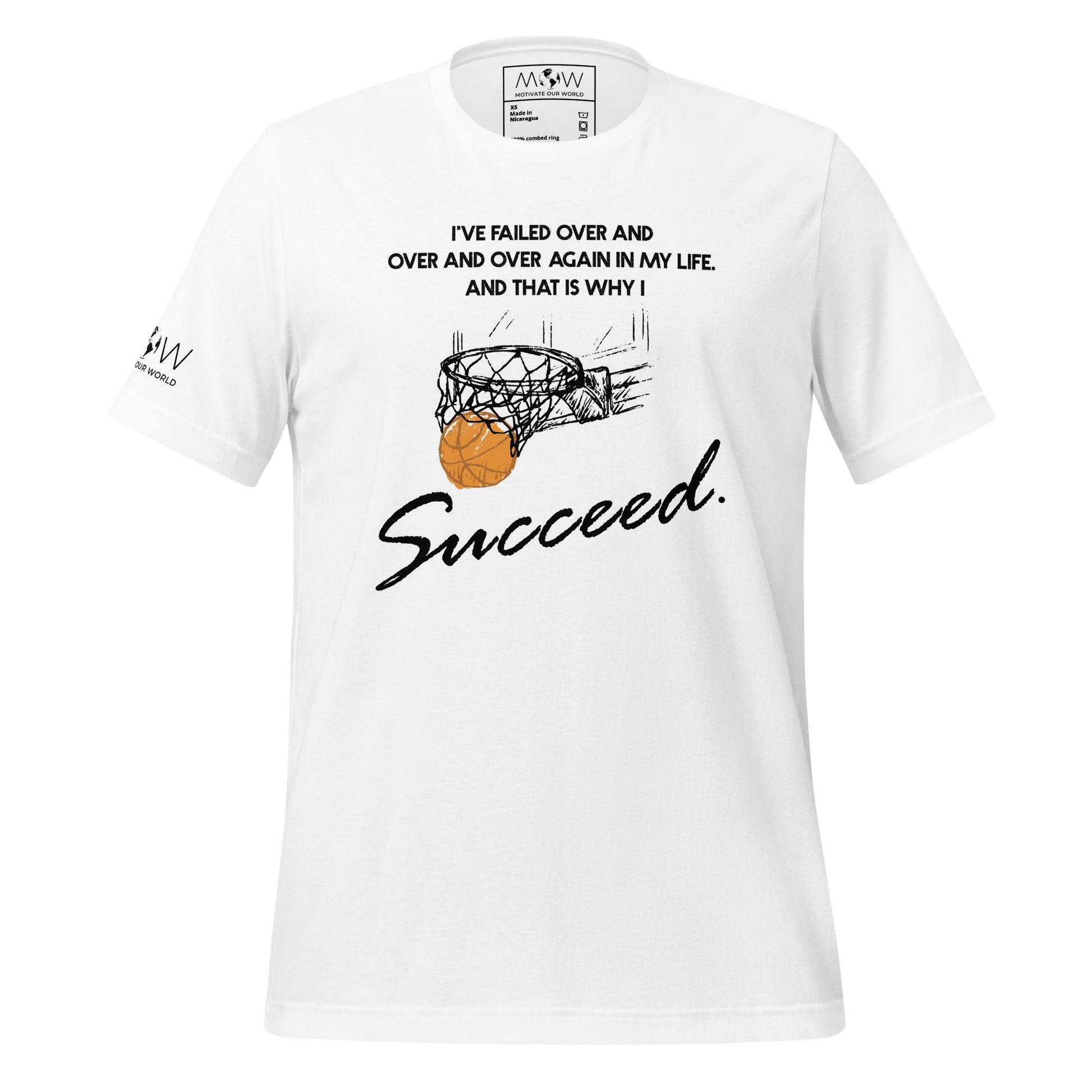 I Succeed Basketball Net Men's Motivational White T-Shirt