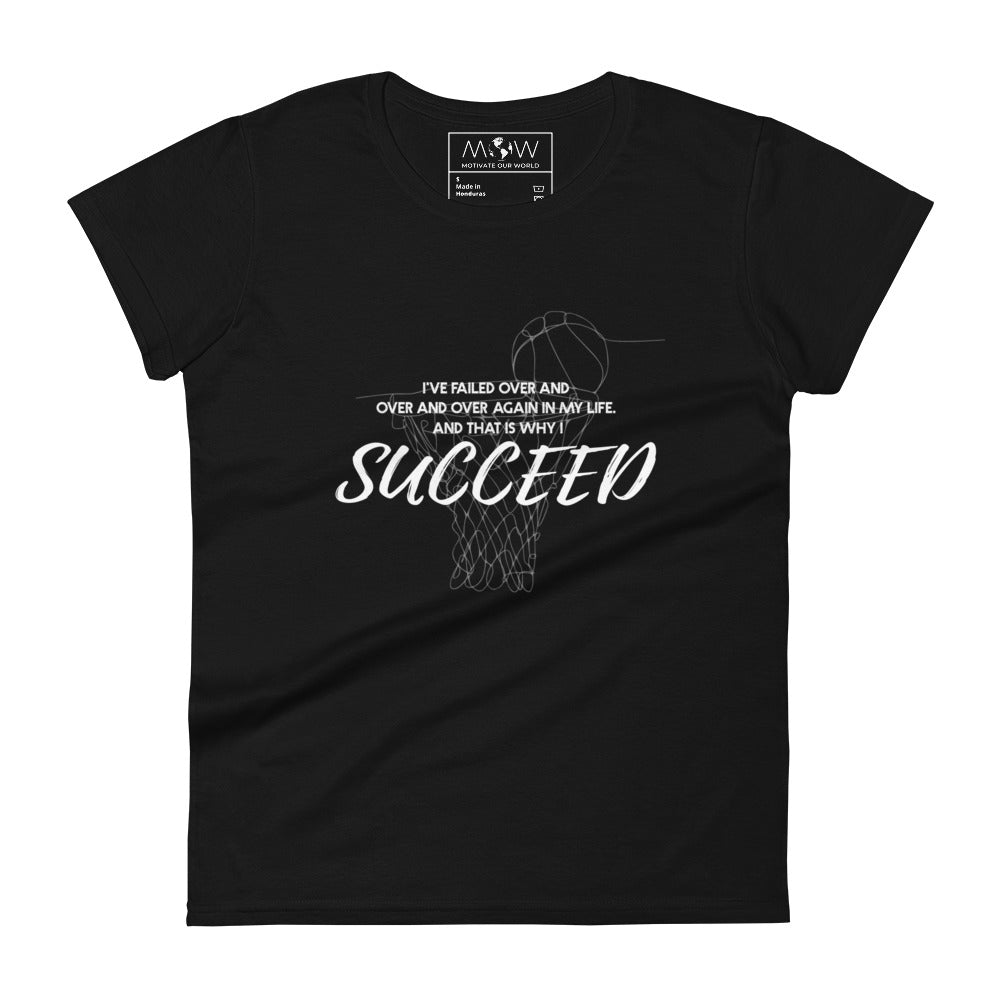 I Succeed Basketball Women’s Motivational Black T-Shirt