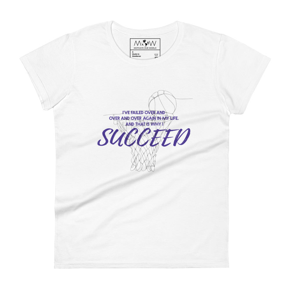 I Succeed Basketball Women’s Motivational White T-Shirt