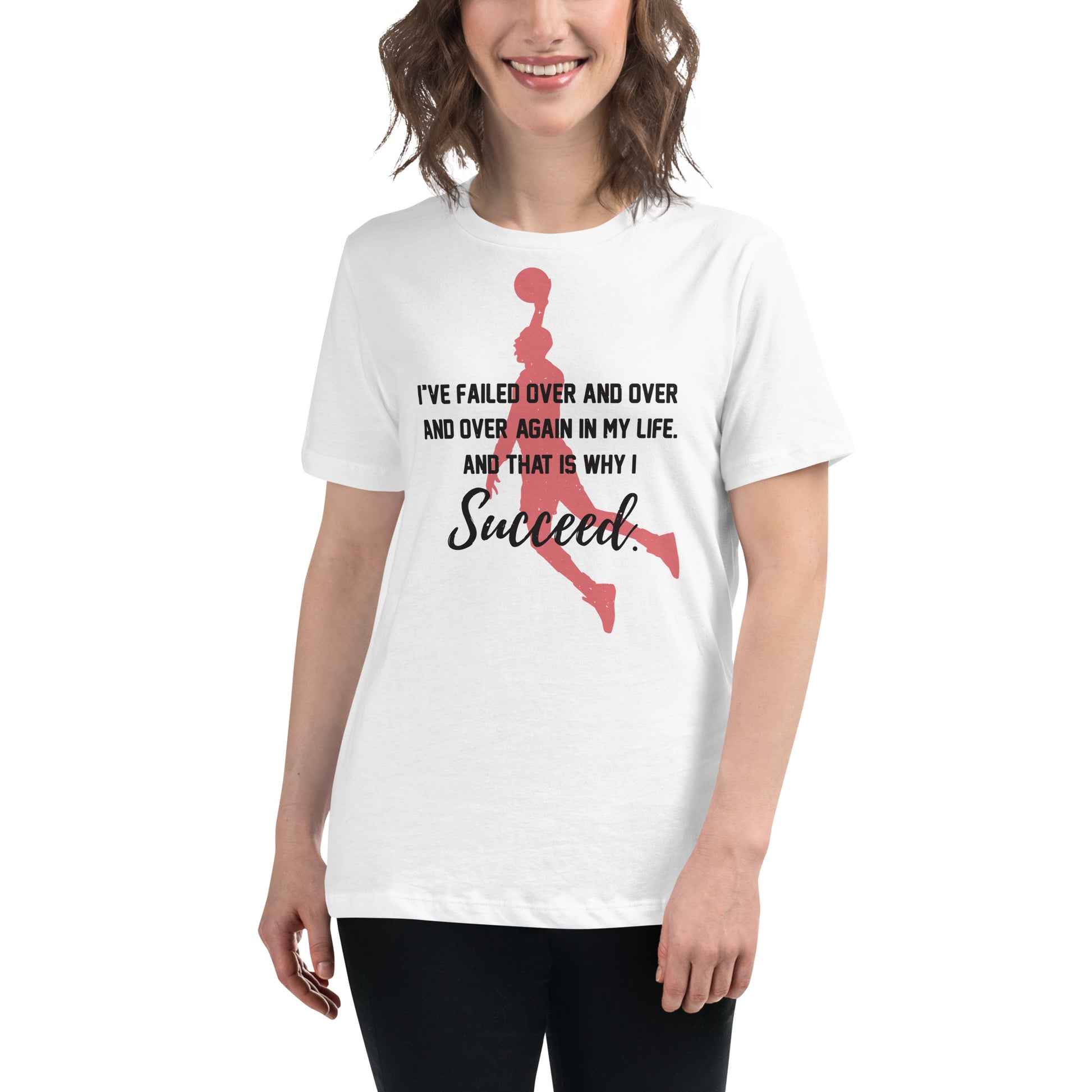 I Succeed Dunk White Motivational Women’s T-Shirt Lifestyle
