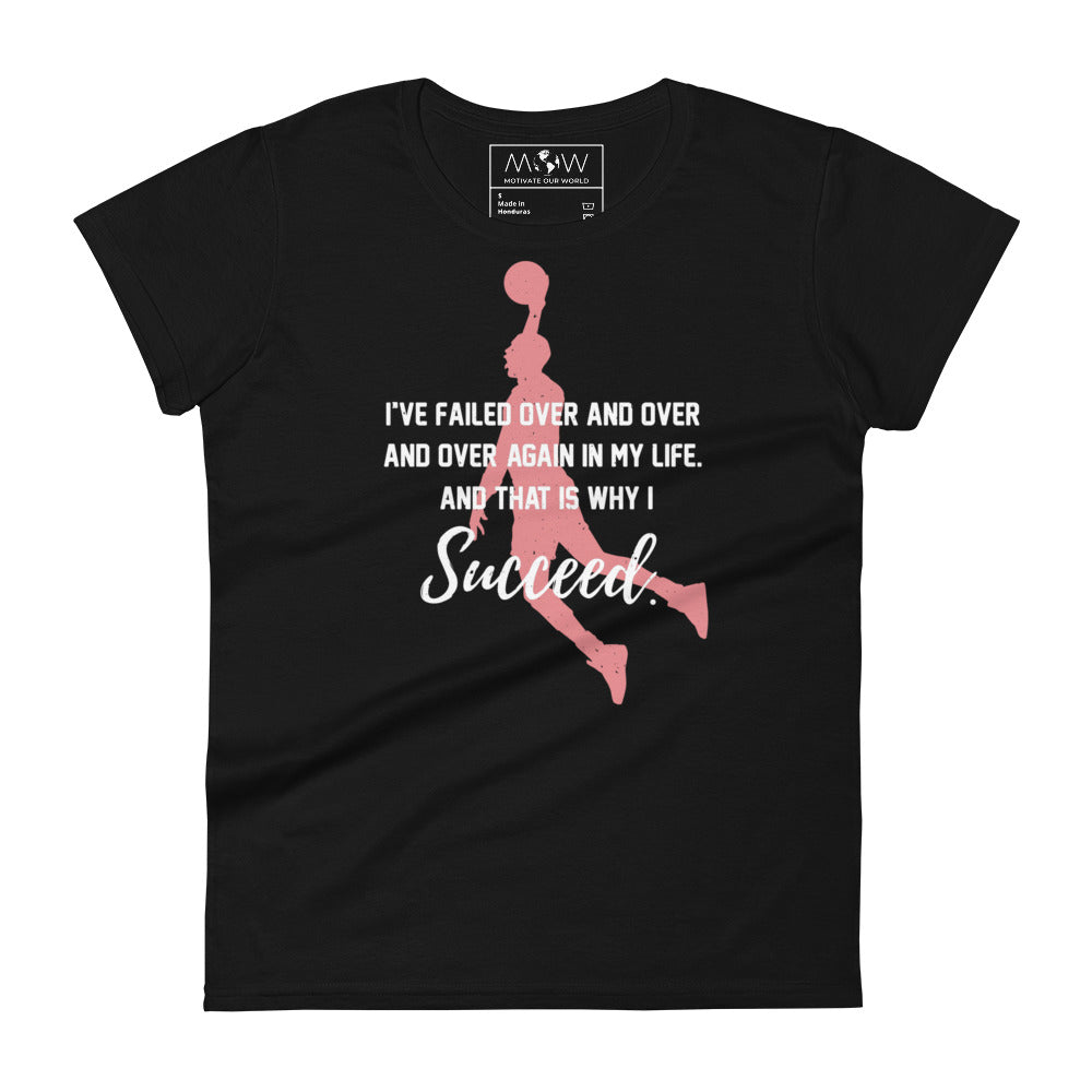 I Succeed Dunk Women’s Motivational Black T-Shirt