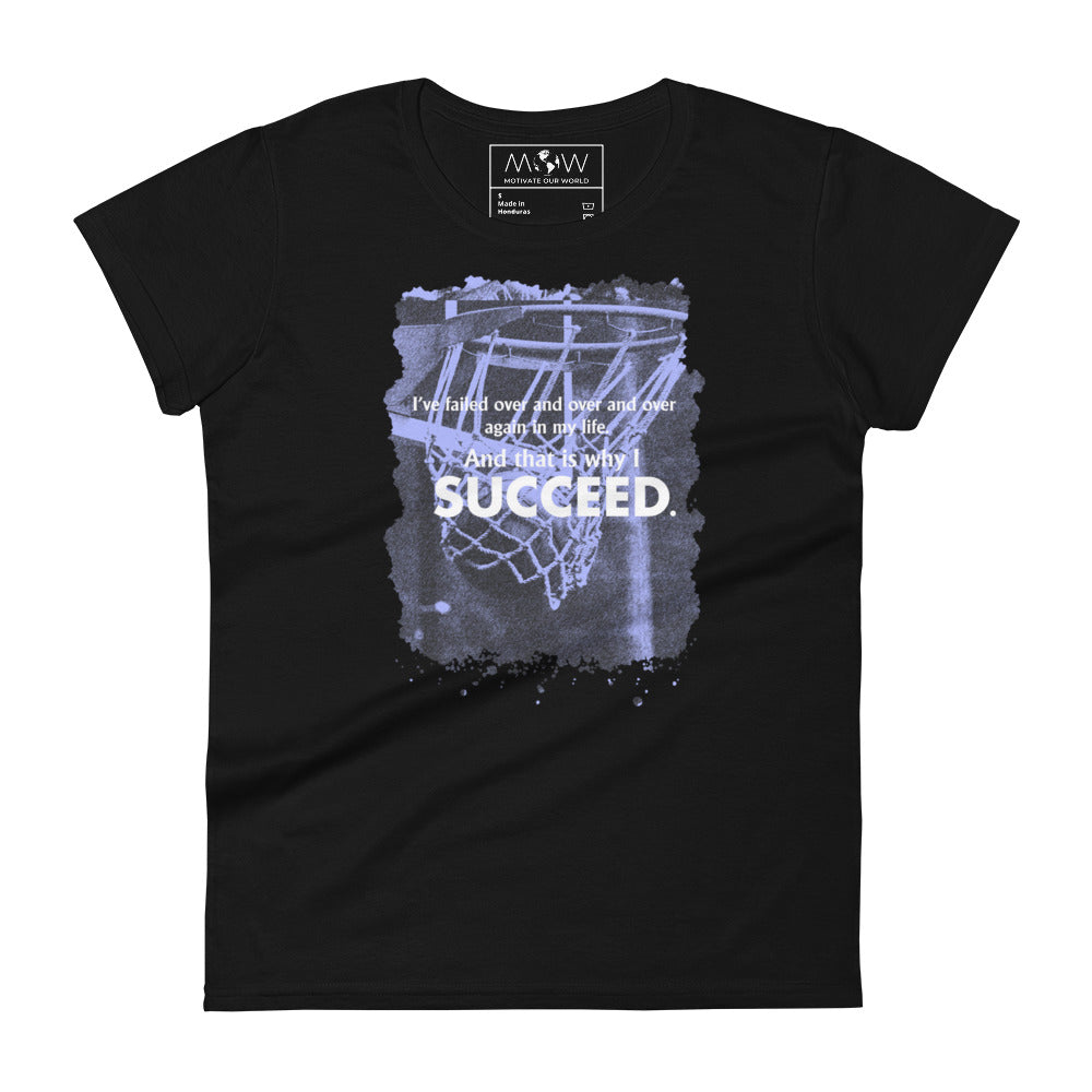 I Succeed Splash Basketball Women’s Motivational Black T-Shirt