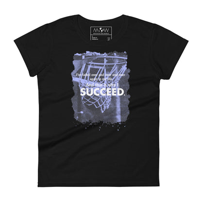 I Succeed Splash Basketball Women’s Motivational Black T-Shirt