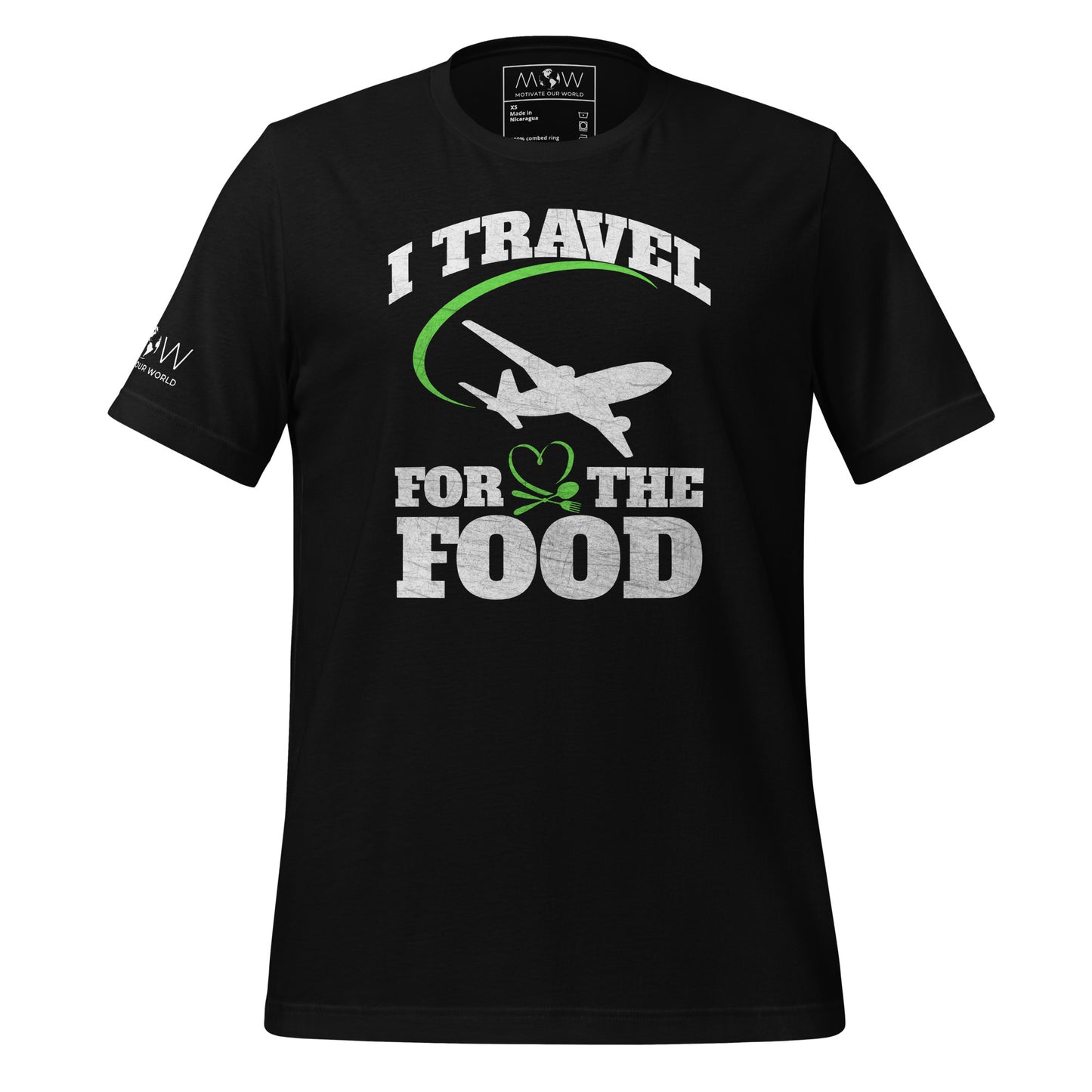 I Travel for the Food Men's Motivational Black T-Shirt