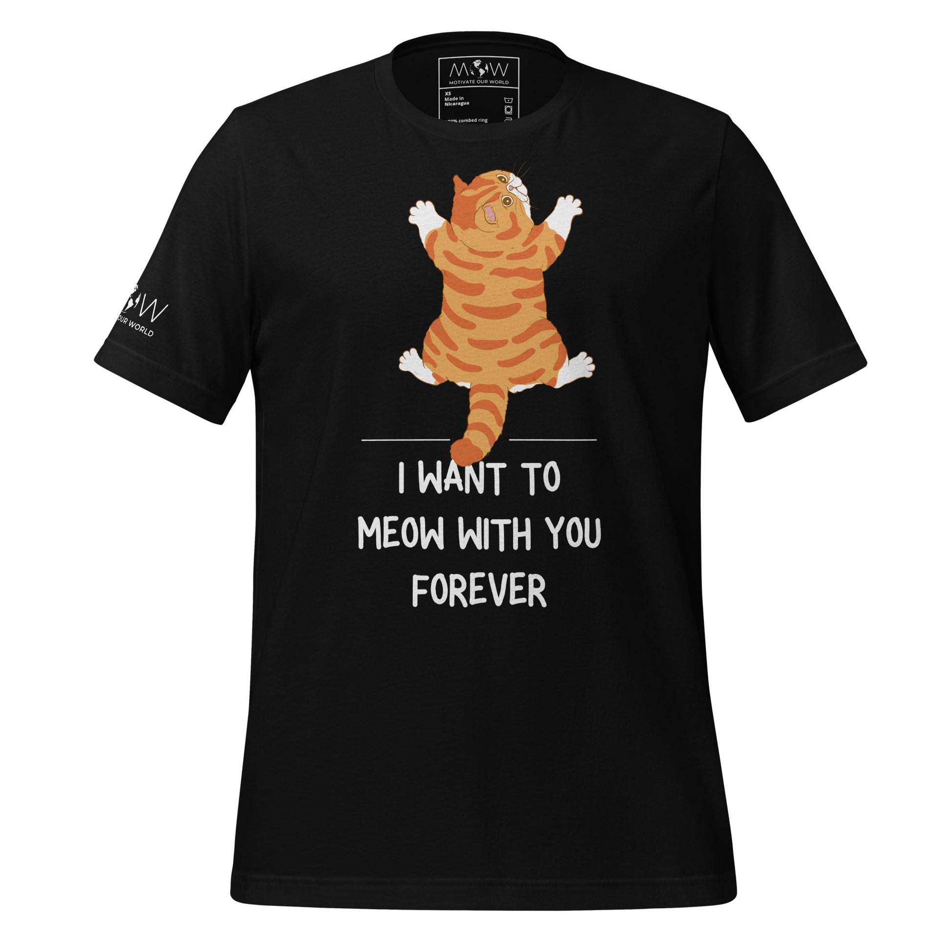 I Want to Meow with You Forever - Chonky Cat Black Motivational Men's T-Shirt