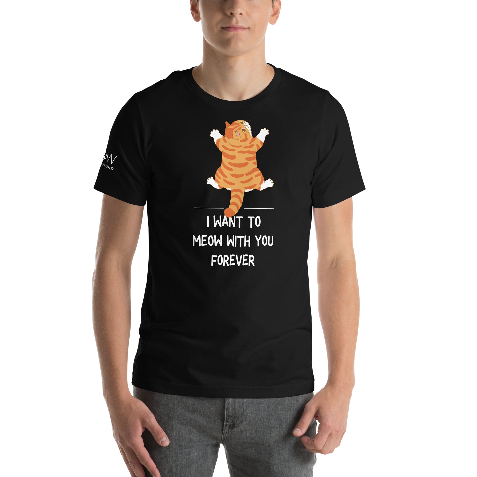 I Want to Meow with You Forever - Chonky Cat Black Motivational Men's T-Shirt