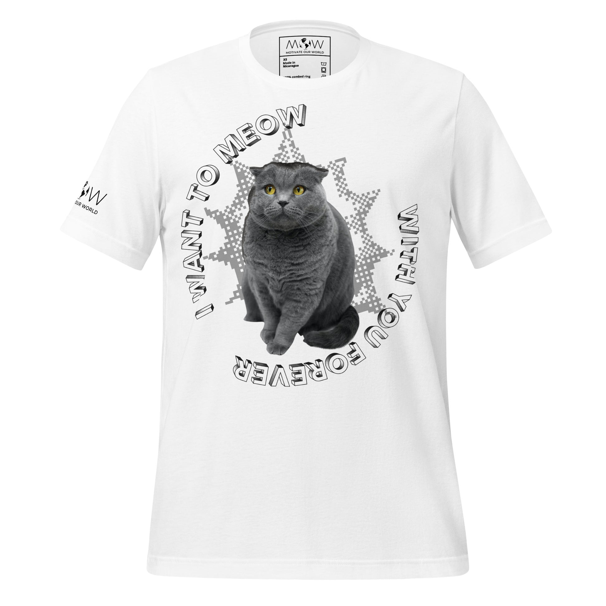 I Want to Meow with You Forever - Cute Black Cat White Motivational Men's T-Shirt