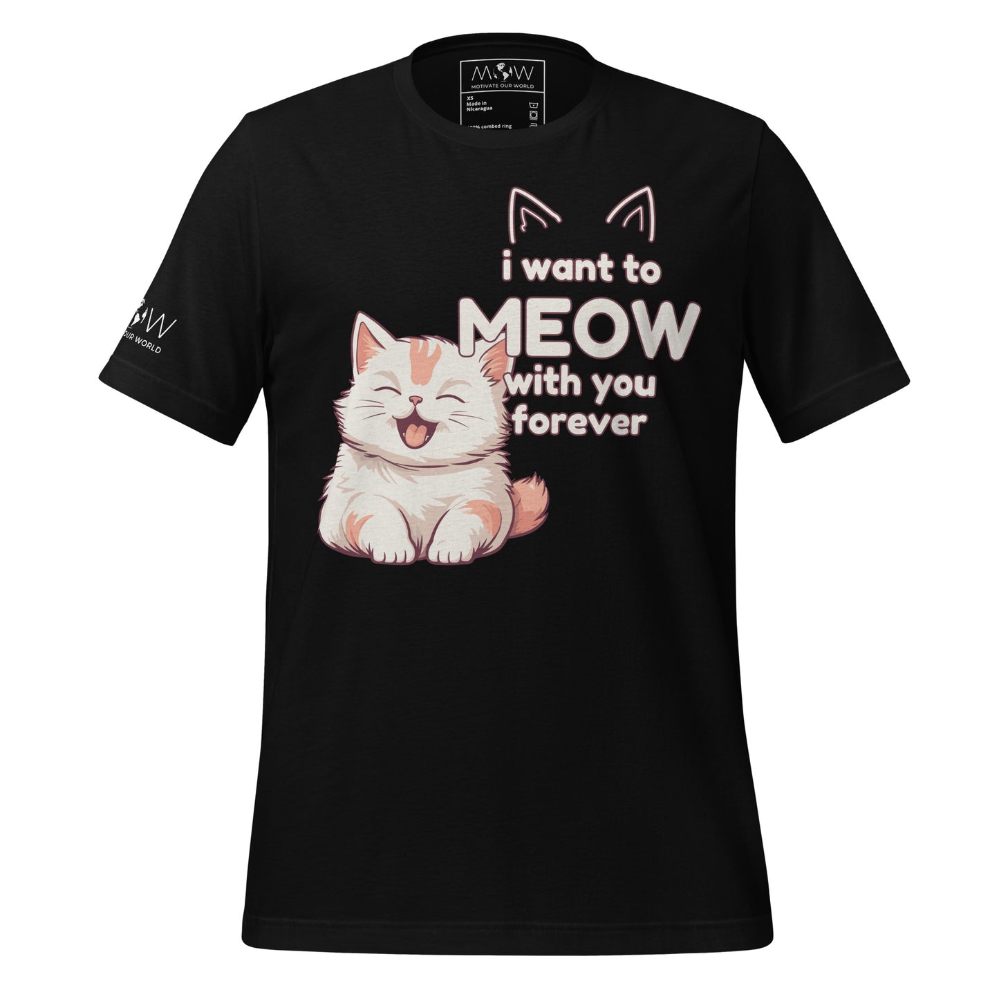 I Want to Meow with You Forever Black Motivational Men's T-Shirt