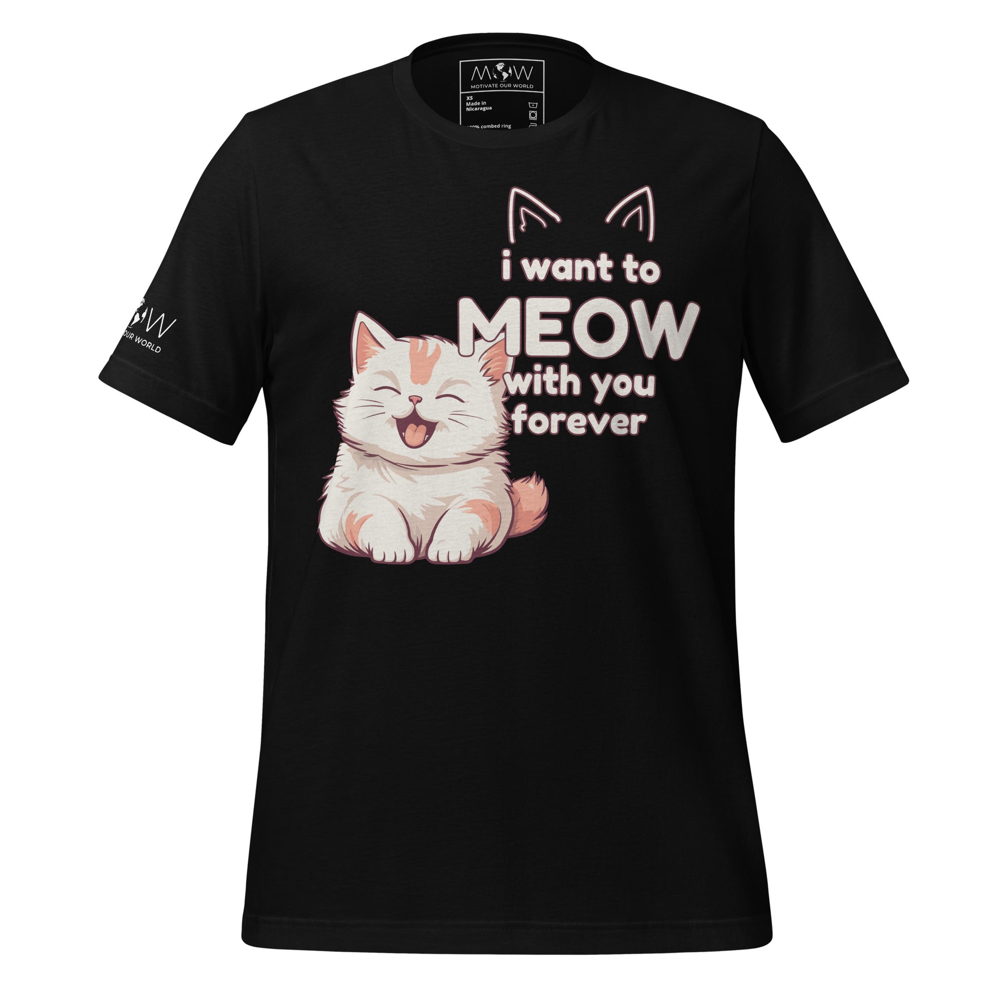 I Want to Meow with You Forever Black Motivational Men's T-Shirt