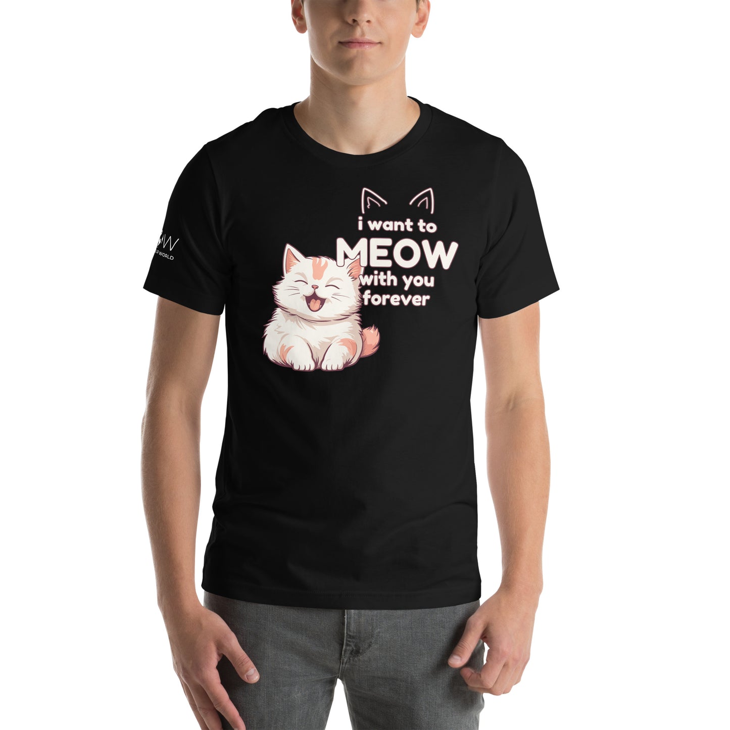 I Want to Meow with You Forever Black Motivational Men's T-Shirt