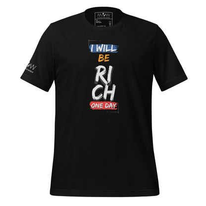I Will Be Rich One Day Men's Motivational Black T-Shirt