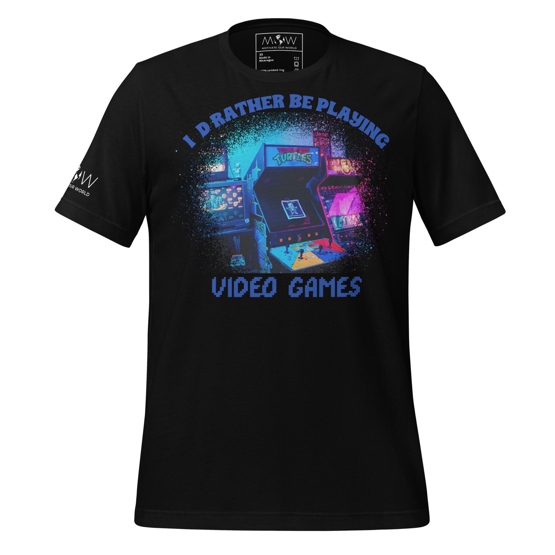 I'd Rather Be Playing Video Games- Arcade Black Motivational Men's T-Shirt