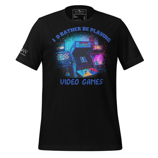 I'd Rather Be Playing Video Games- Arcade Black Motivational Men's T-Shirt