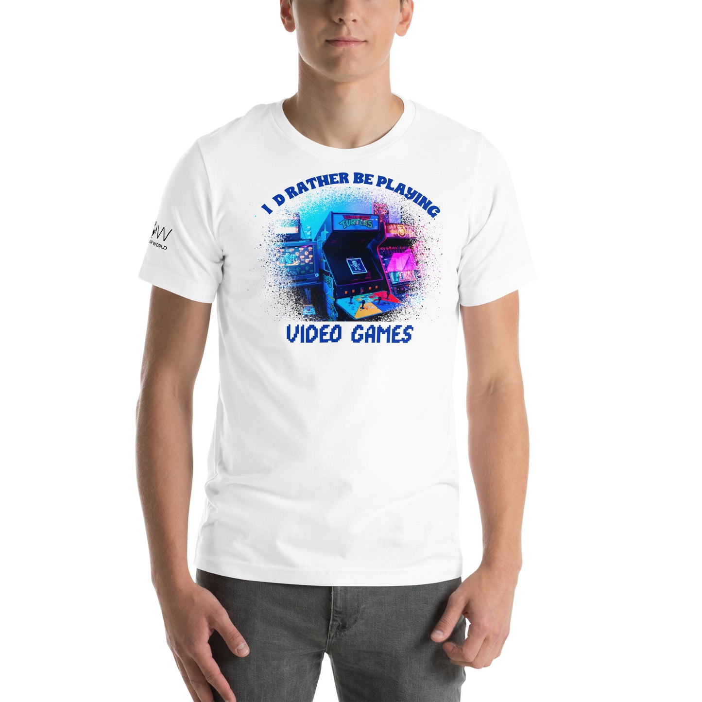 I'd Rather Be Playing Video Games- Arcade White Motivational Men's T-Shirt
