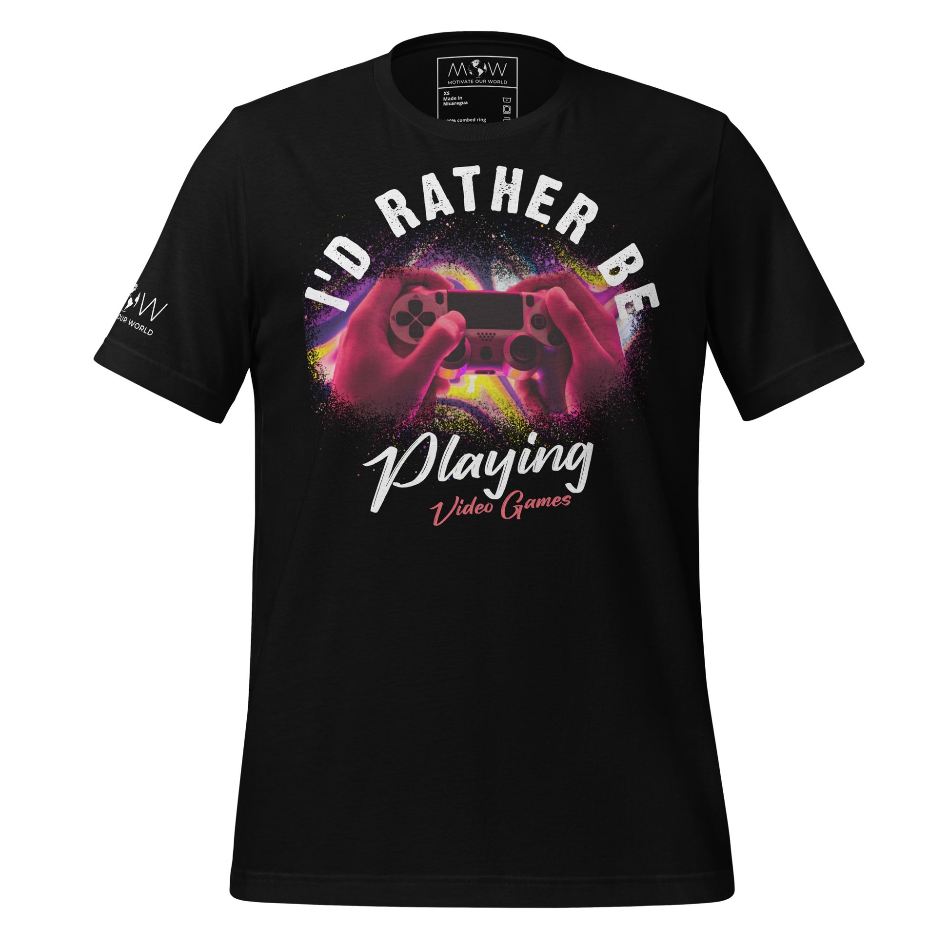 I'd Rather Be Playing Video Games - Gaming Controller Black Motivational Men's T-Shirt