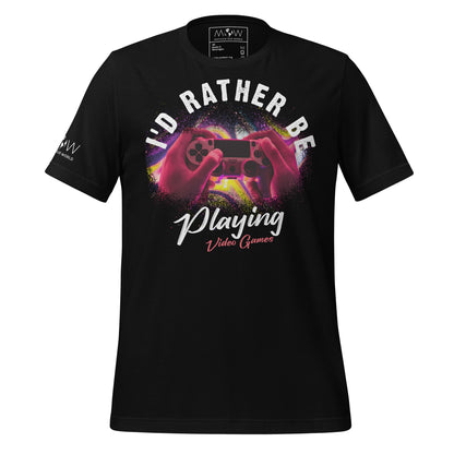 I'd Rather Be Playing Video Games - Gaming Controller Black Motivational Men's T-Shirt