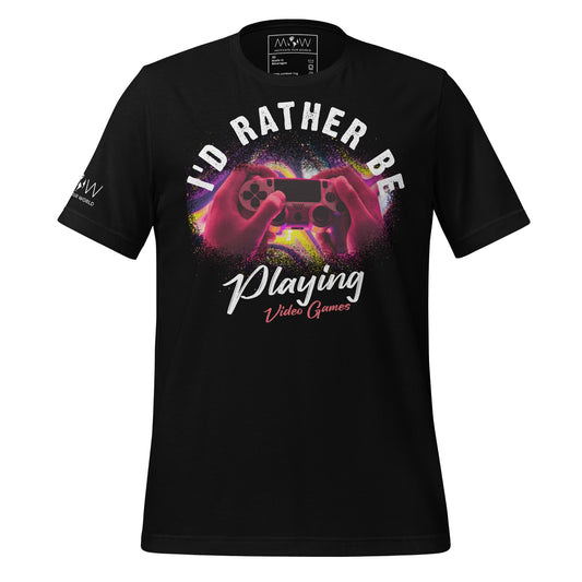 I'd Rather Be Playing Video Games - Gaming Controller Black Motivational Men's T-Shirt