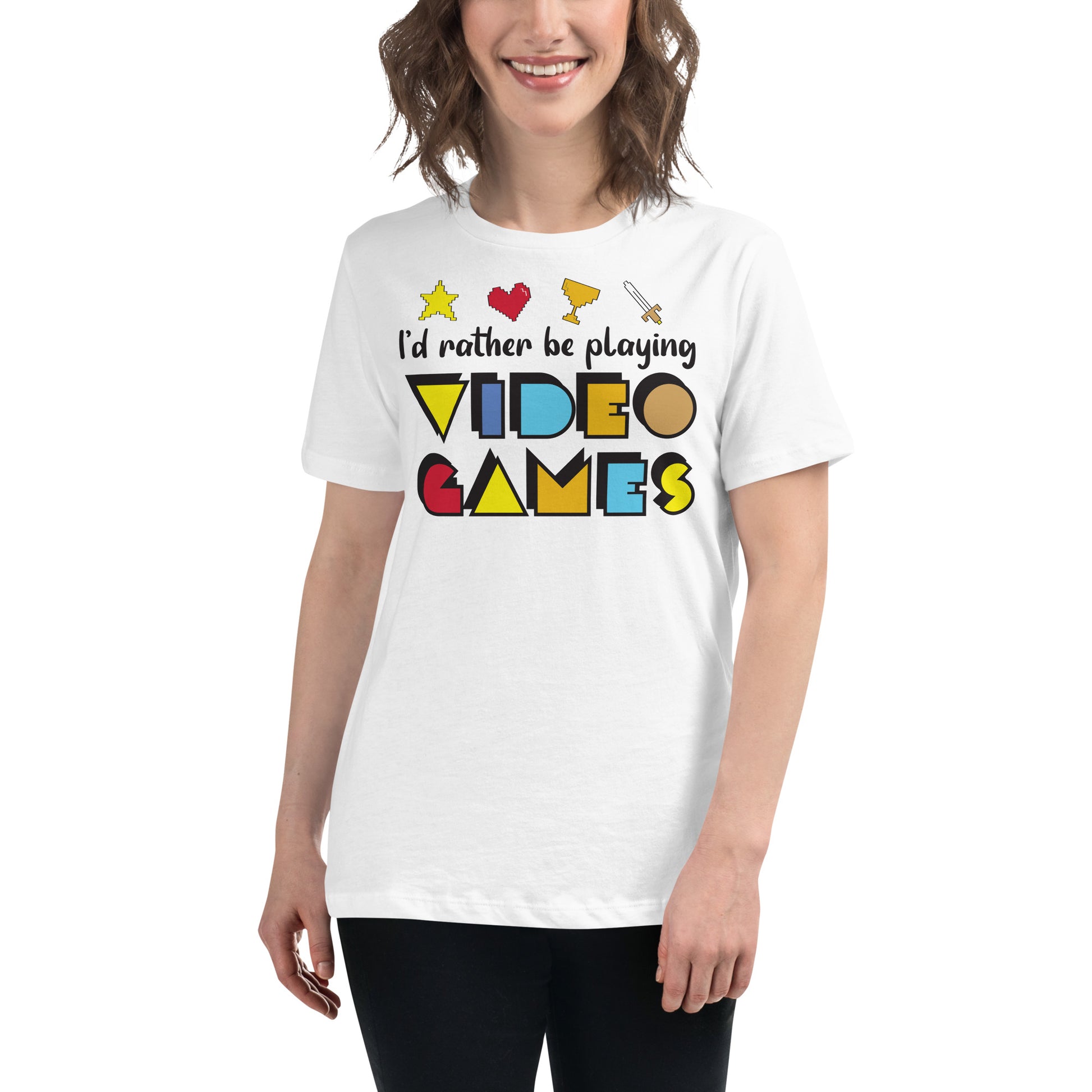 I'd Rather Be Playing Video Games - Gaming Controller White Motivational Women’s T-Shirt Lifestyle