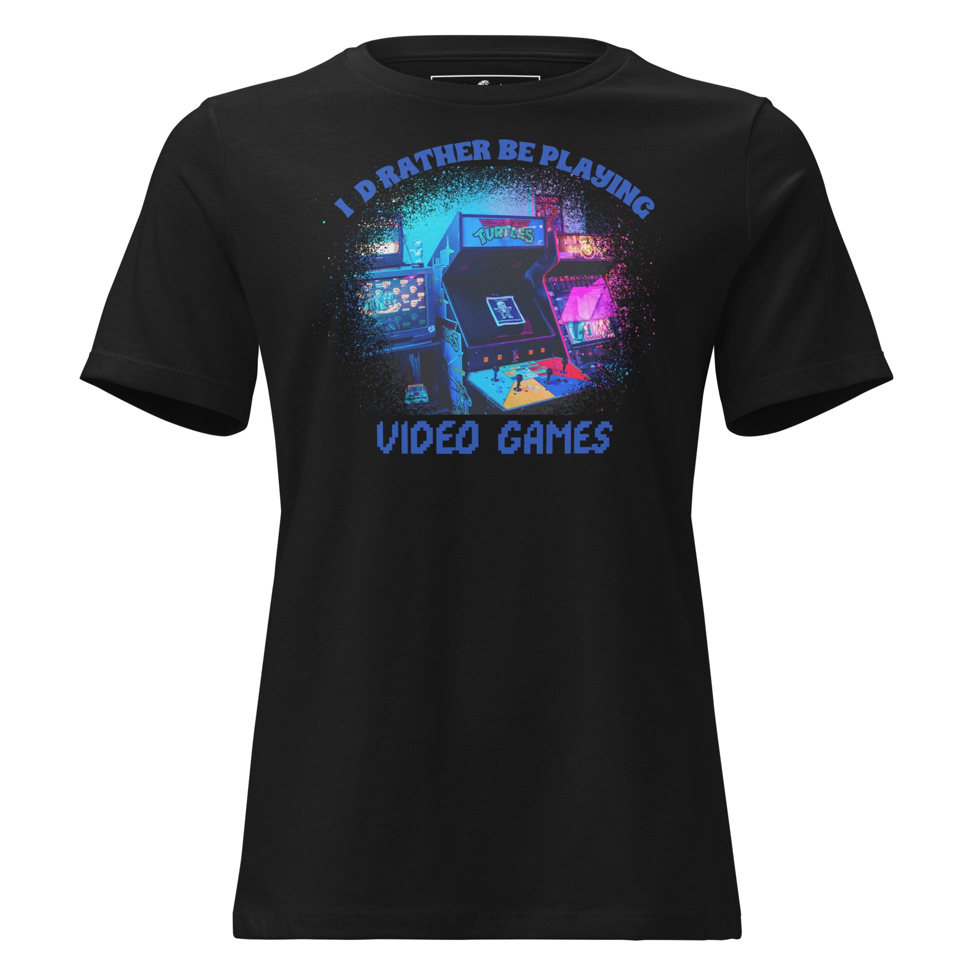 I'd Rather Be Playing Video Games - Pixel Icon Black Motivational Women’s T-Shirt