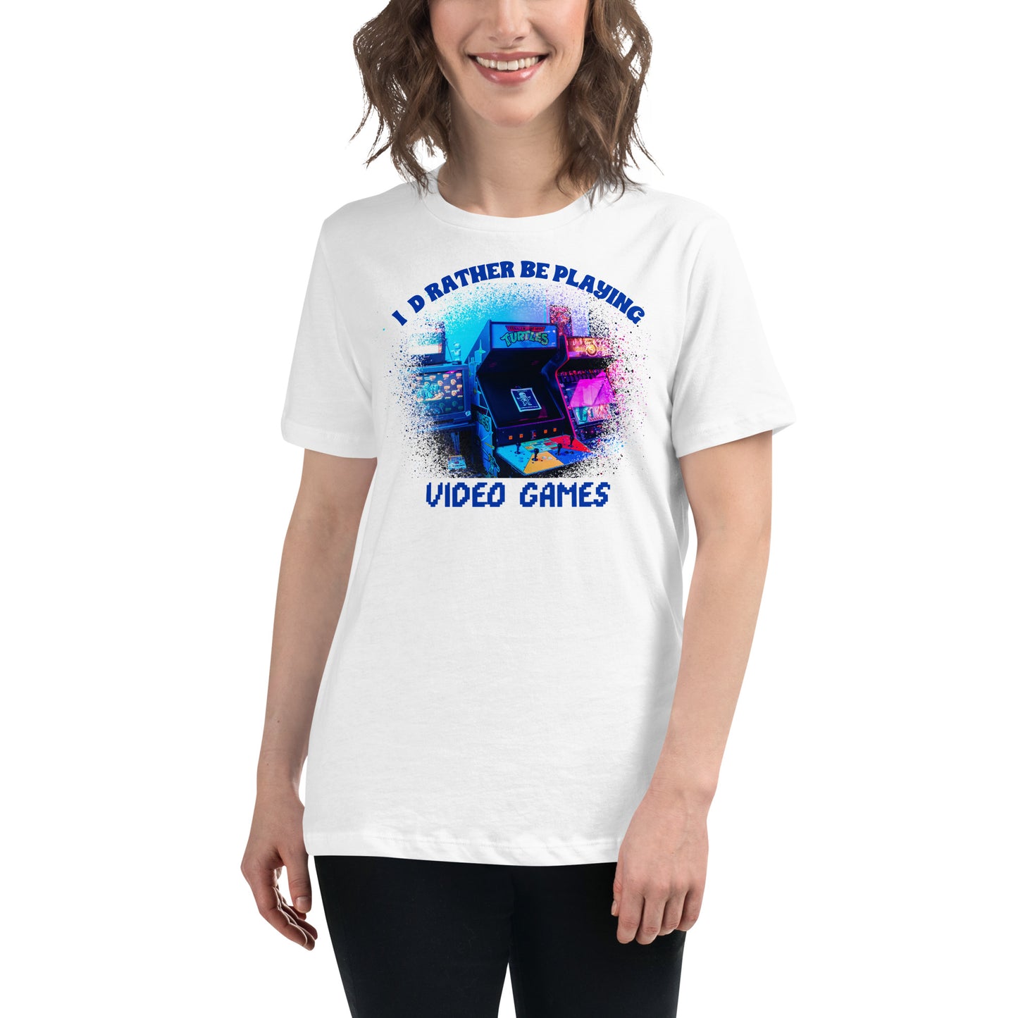 I'd Rather Be Playing Video Games - Pixel Icon White Motivational Women’s T-Shirt Lifestyle