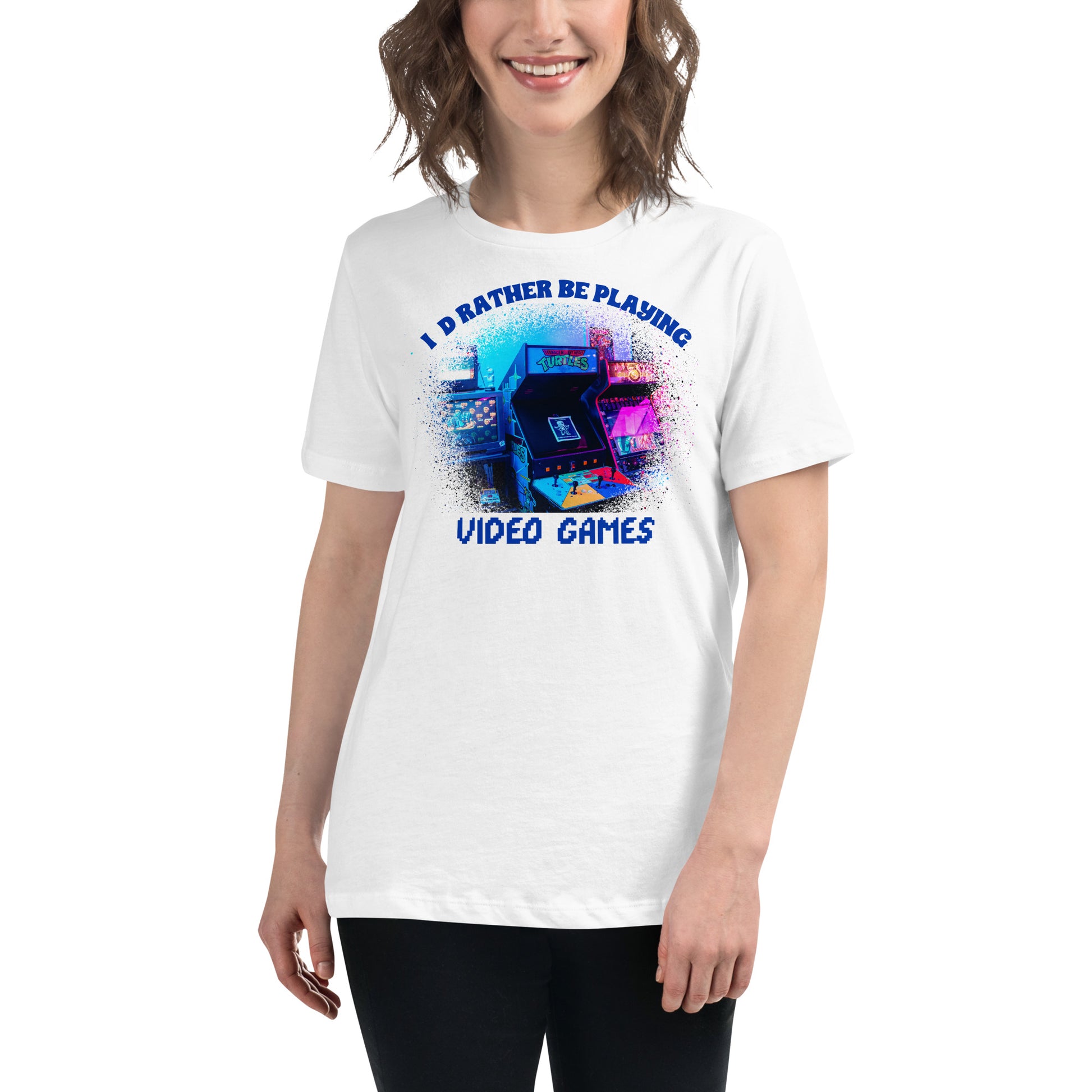 I'd Rather Be Playing Video Games - Pixel Icon White Motivational Women’s T-Shirt Lifestyle