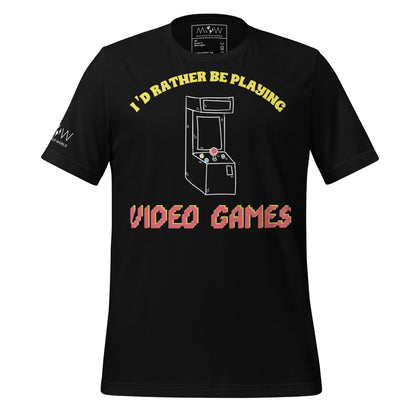 I'd Rather Be Playing Video Games - Retro Arcade Black Motivational Men's T-Shirt