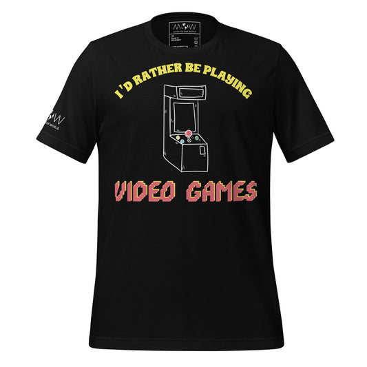 I'd Rather Be Playing Video Games - Retro Arcade Black Motivational Men's T-Shirt