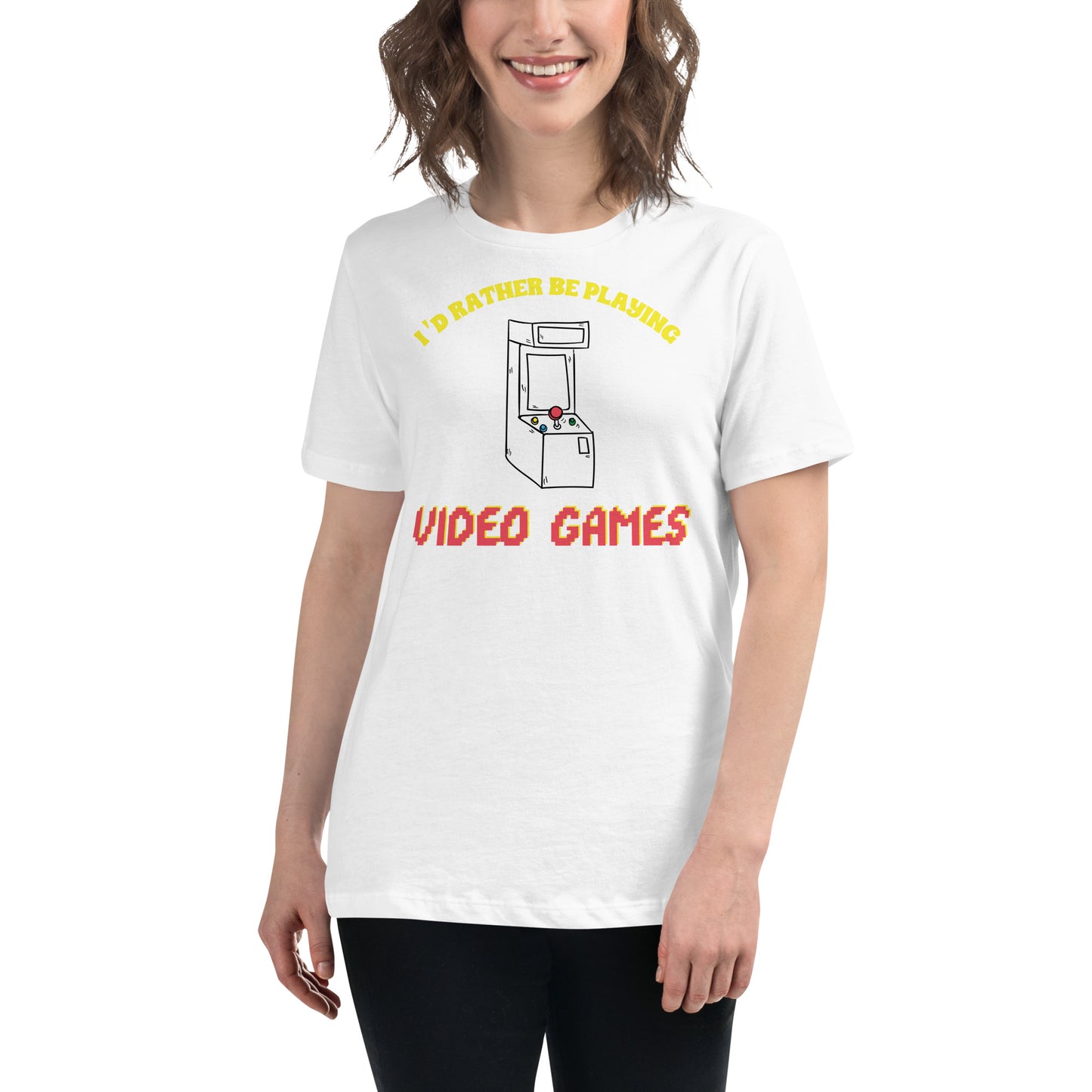 I'd Rather Be Playing Video Games - Retro Arcade White Motivational Women’s T-Shirt Lifestyle