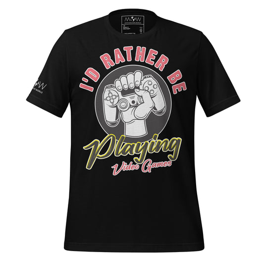 I'd Rather Be Playing Video Games Black Motivational Men's T-Shirt