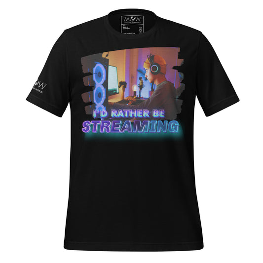 “I’d Rather Be Streaming” Vibrant Graphic Black Motivational Men’s T-Shirt