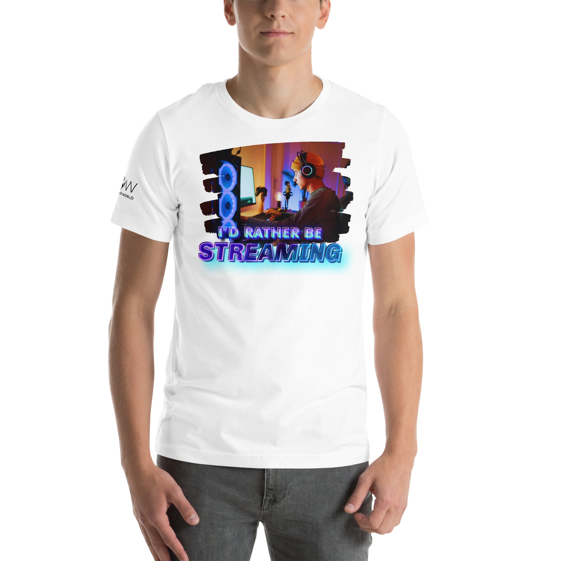 “I’d Rather Be Streaming” Vibrant Graphic White Motivational Men’s T-Shirt