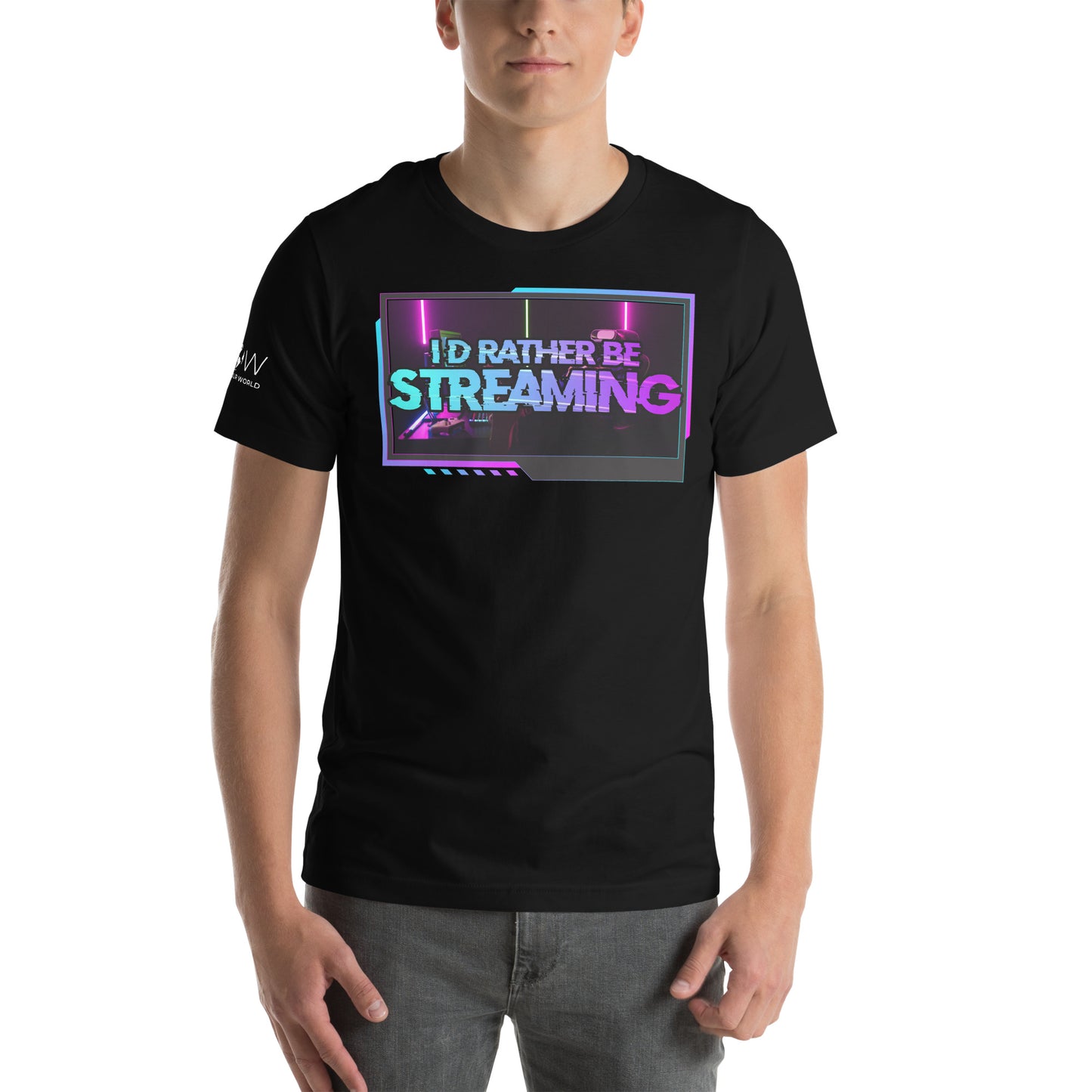 “I'd Rather Be Streaming” Vibrant Neon Black Motivational Men's T-Shirt