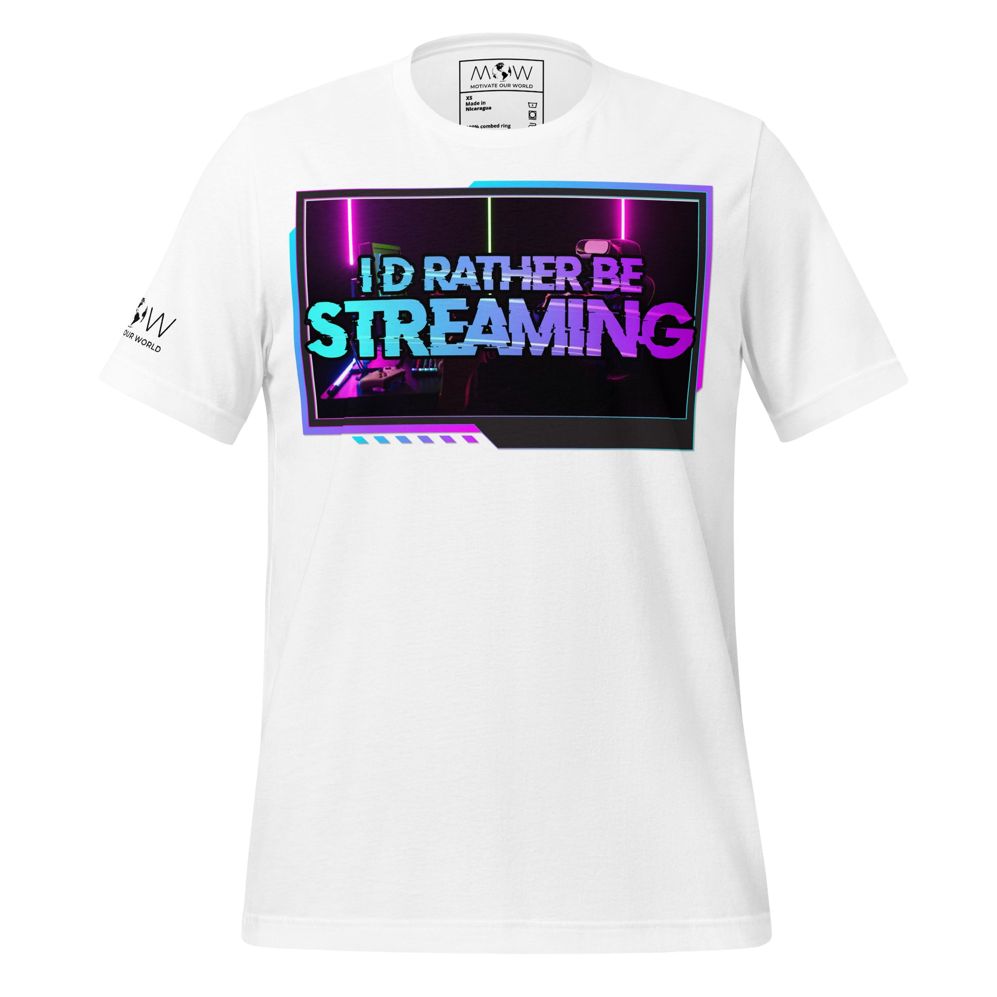“I'd Rather Be Streaming” Vibrant Neon White Motivational Men's T-Shirt