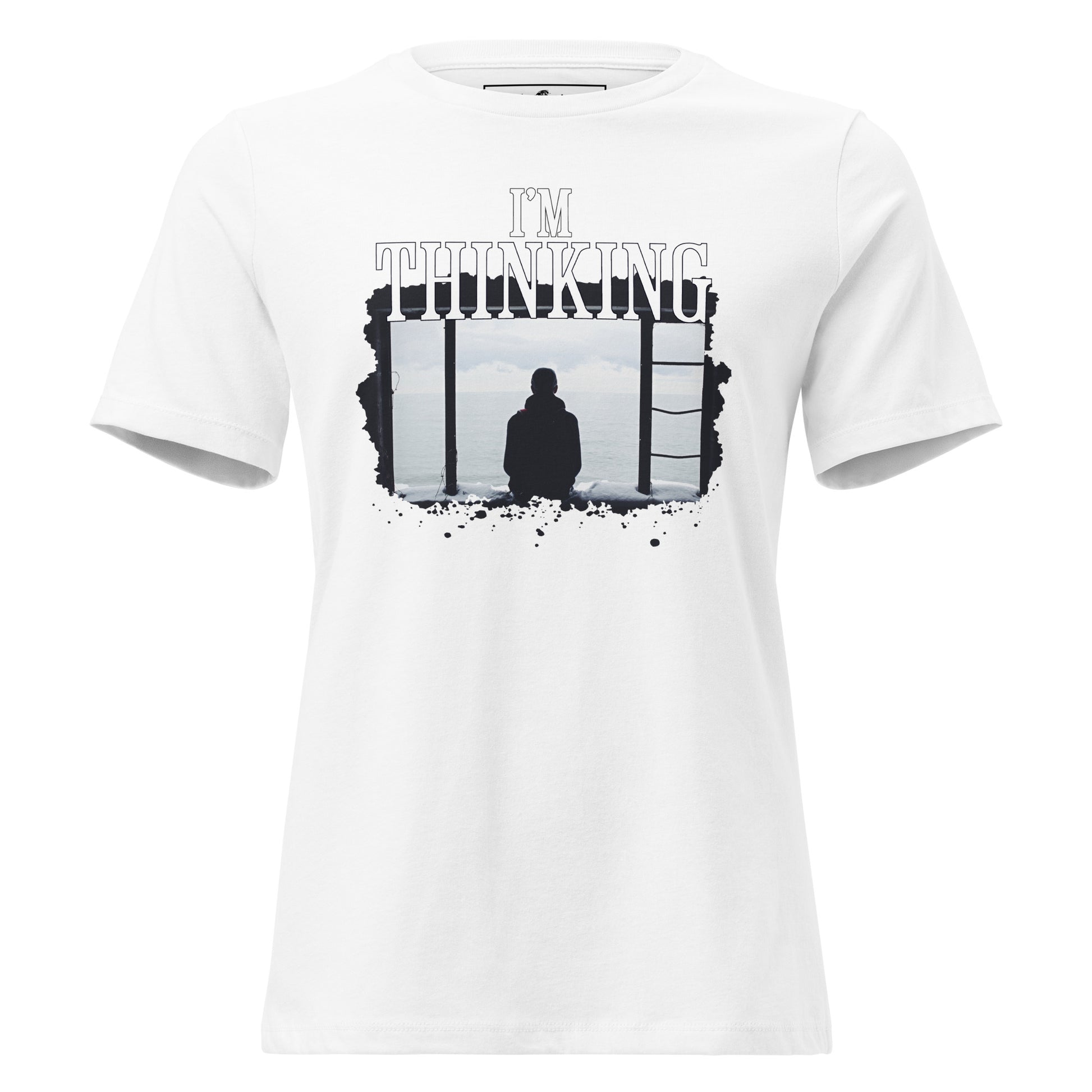 I’m Thinking... Contemplating By The Water White Motivational Women’s T-Shirt