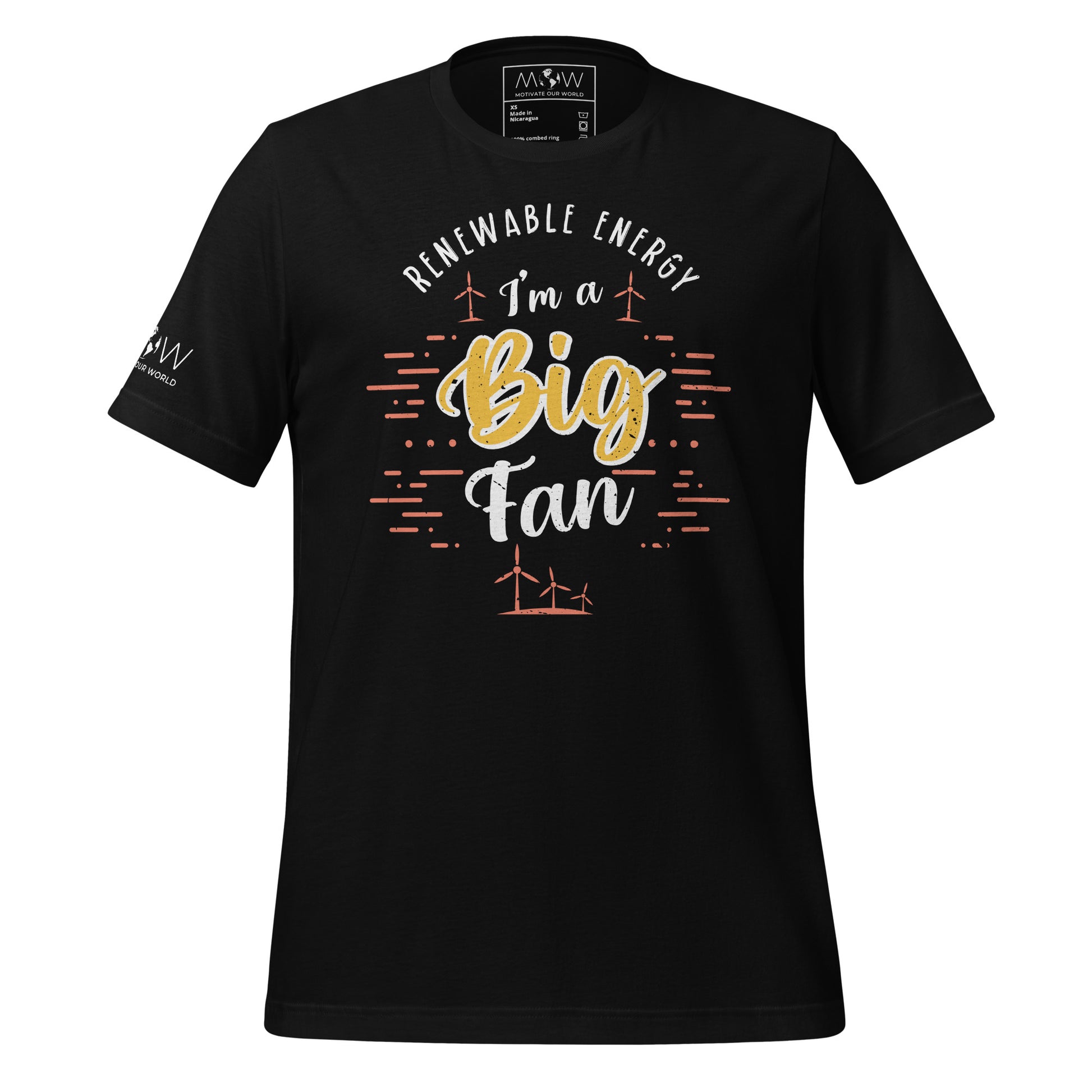 "I'm a Big Fan of Renewable Energy" Men's Motivational Black T-Shirt