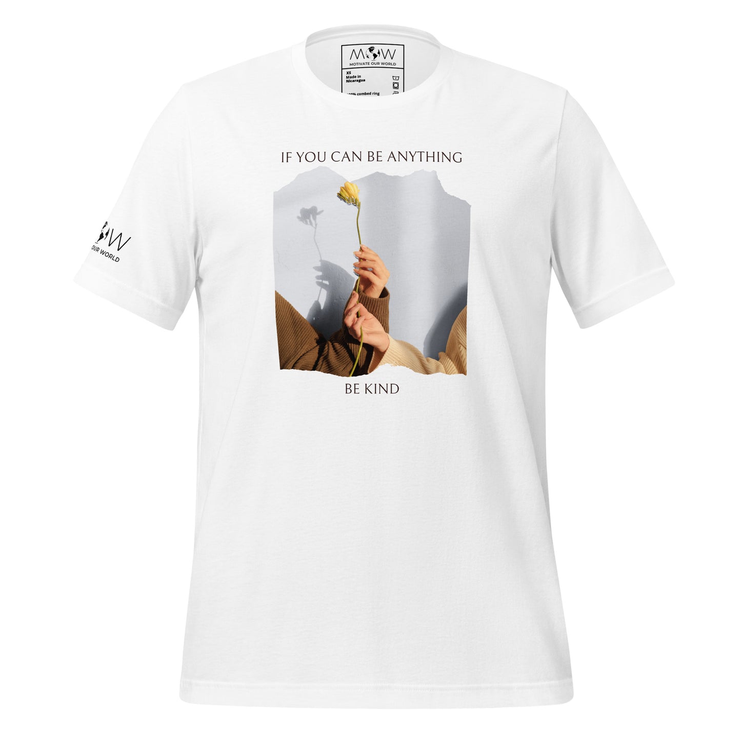 If You Can Be Anything, Be Kind (Flower Gesture Design) Men's Motivational White T-Shirt