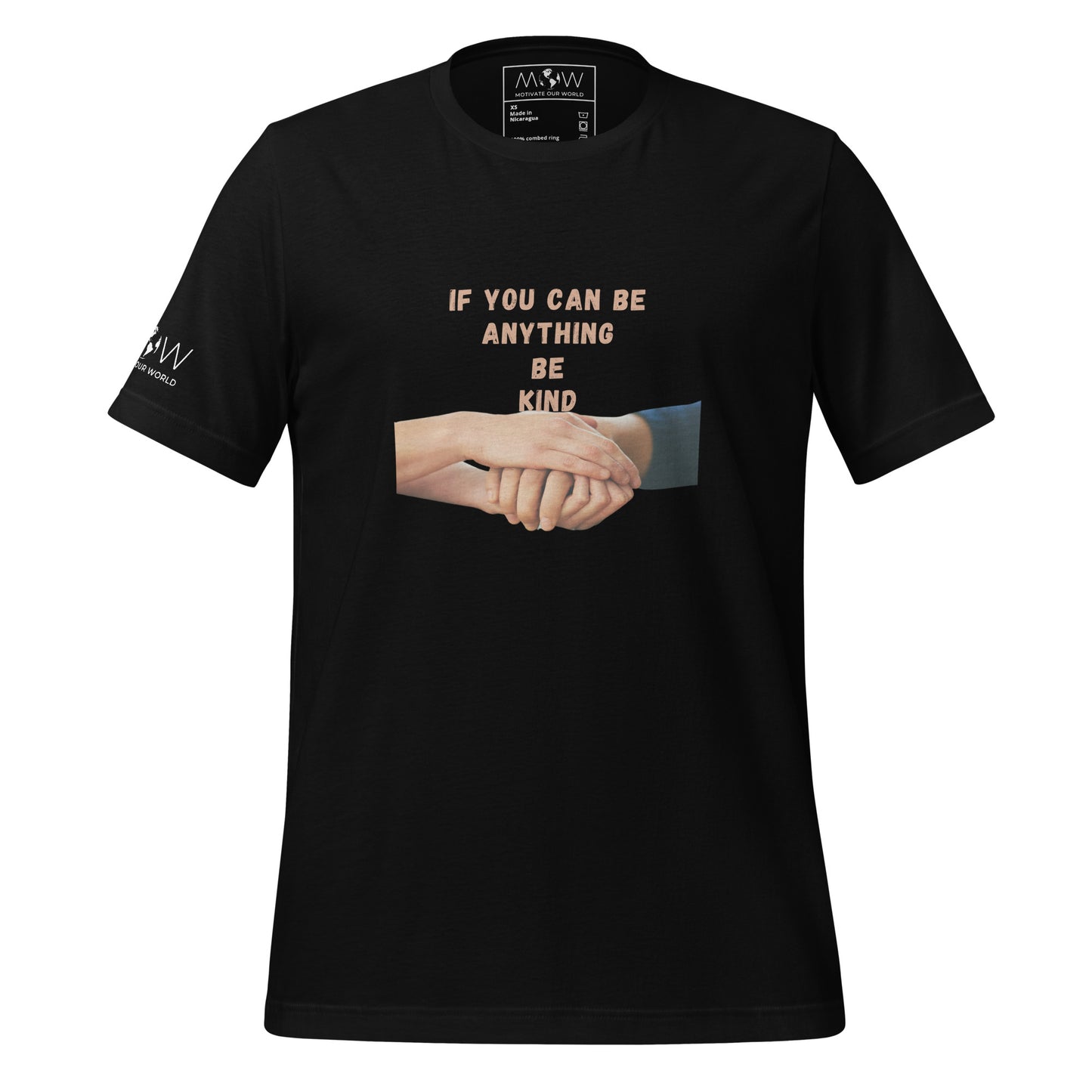 If You Can Be Anything, Be Kind (Helping Hands Design) Men's Motivational Black T-Shirt