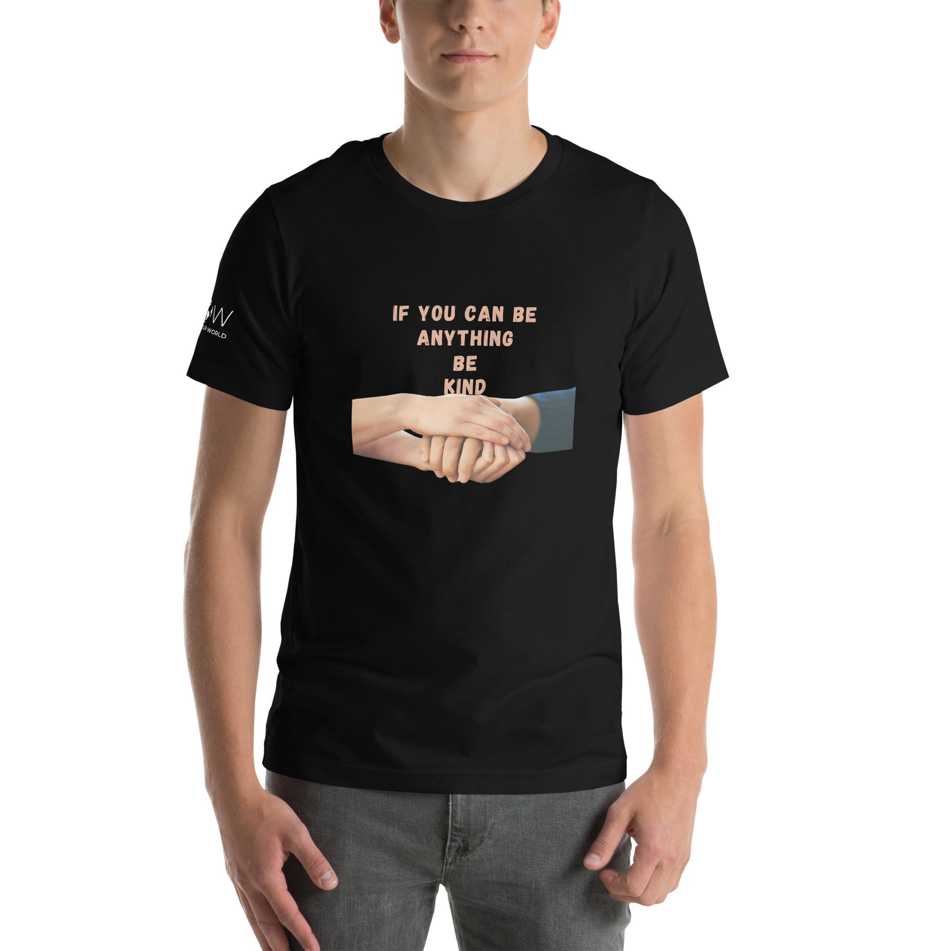 If You Can Be Anything, Be Kind (Helping Hands Design) Men's Motivational Black T-Shirt