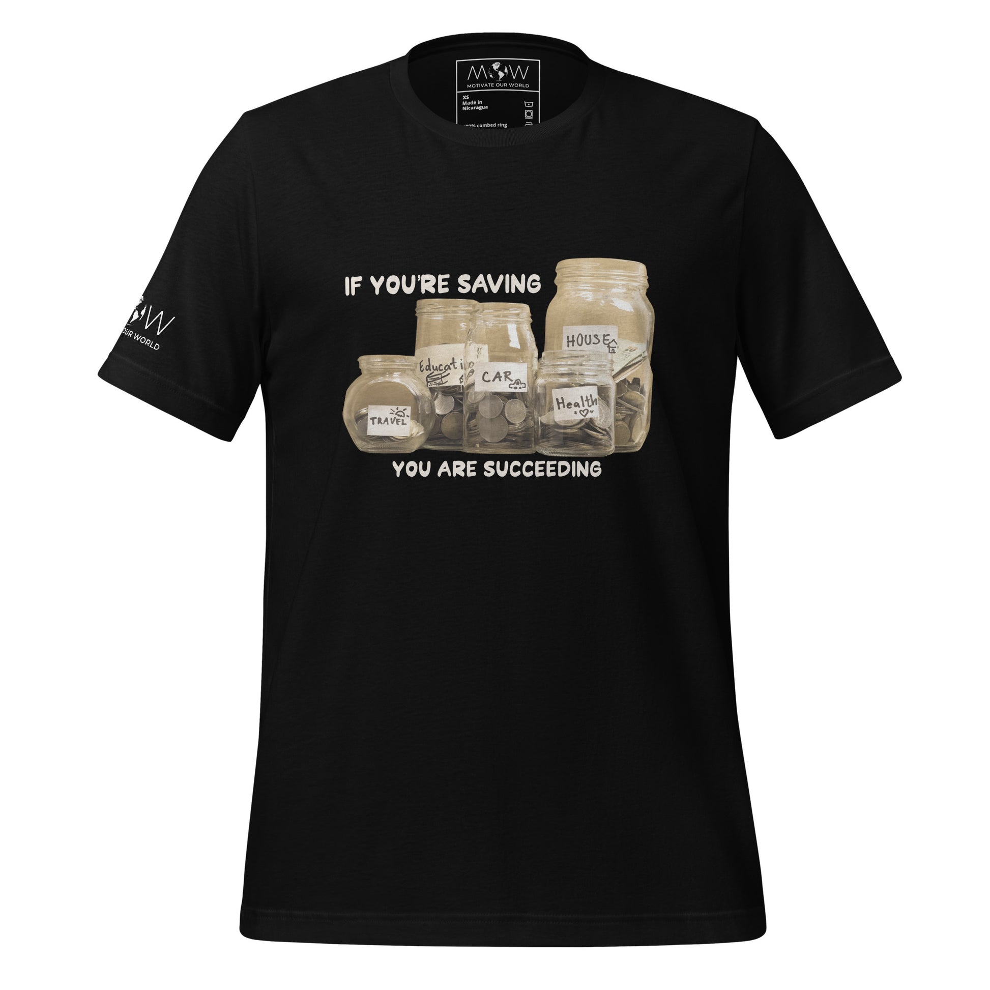 "If You’re Saving, You Are Succeeding" Men’s Motivational Black T-Shirt