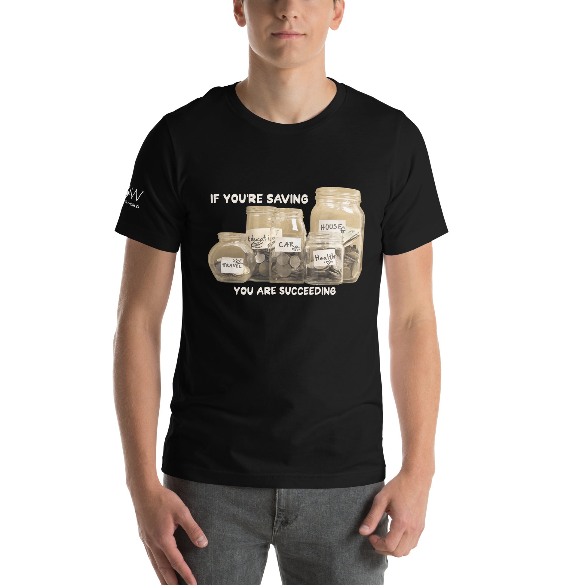 "If You’re Saving, You Are Succeeding" Men’s Motivational Black T-Shirt