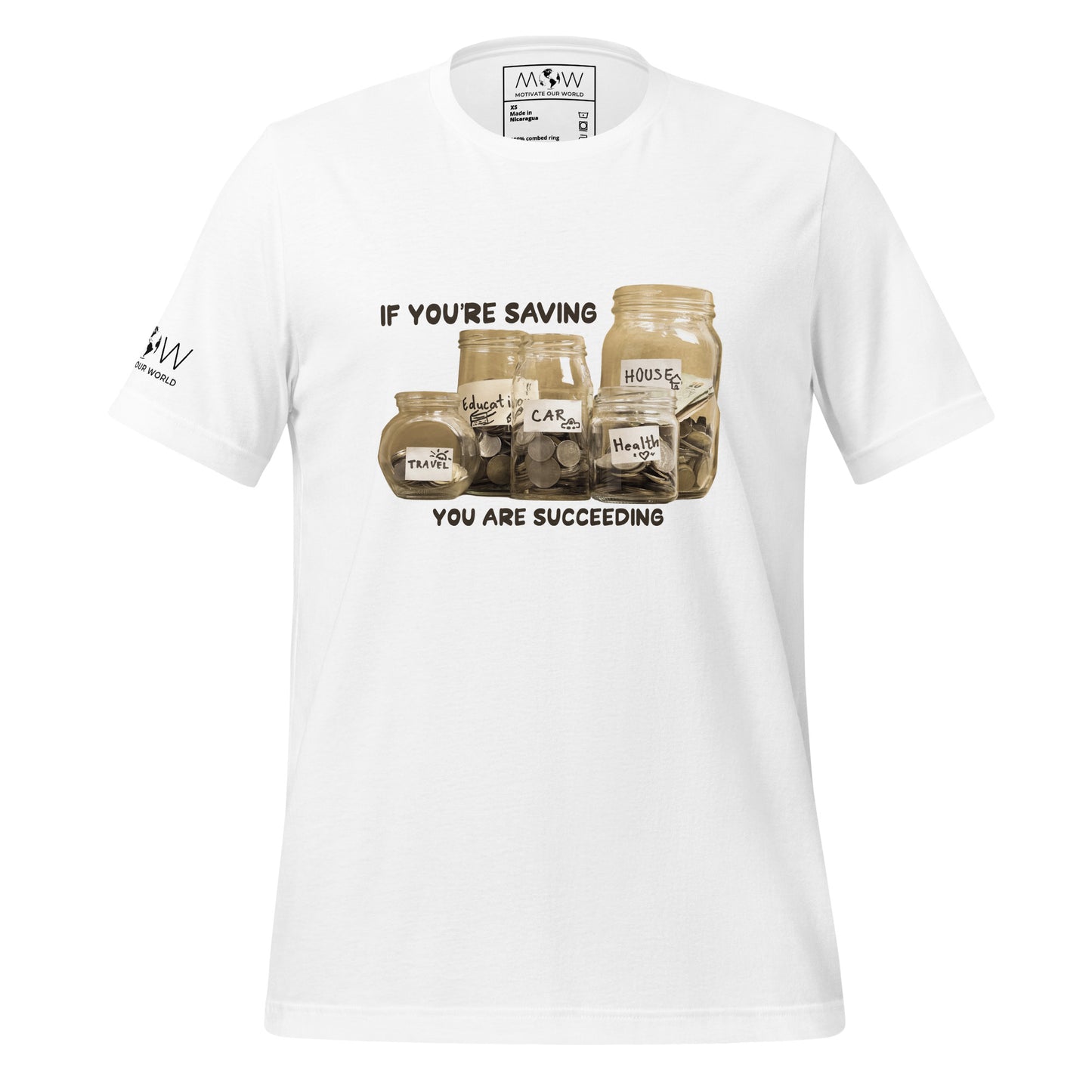 "If You’re Saving, You Are Succeeding" Men’s Motivational White T-Shirt