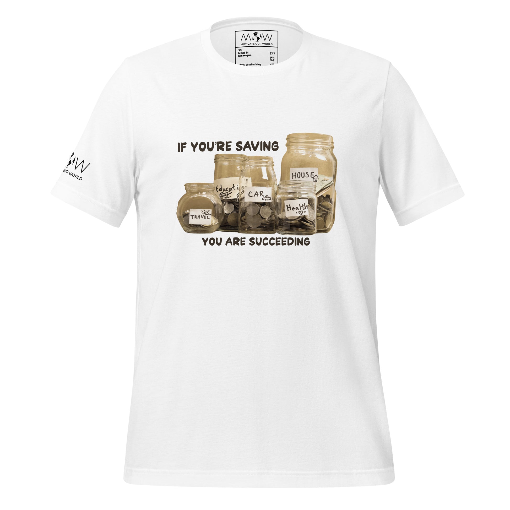"If You’re Saving, You Are Succeeding" Men’s Motivational White T-Shirt